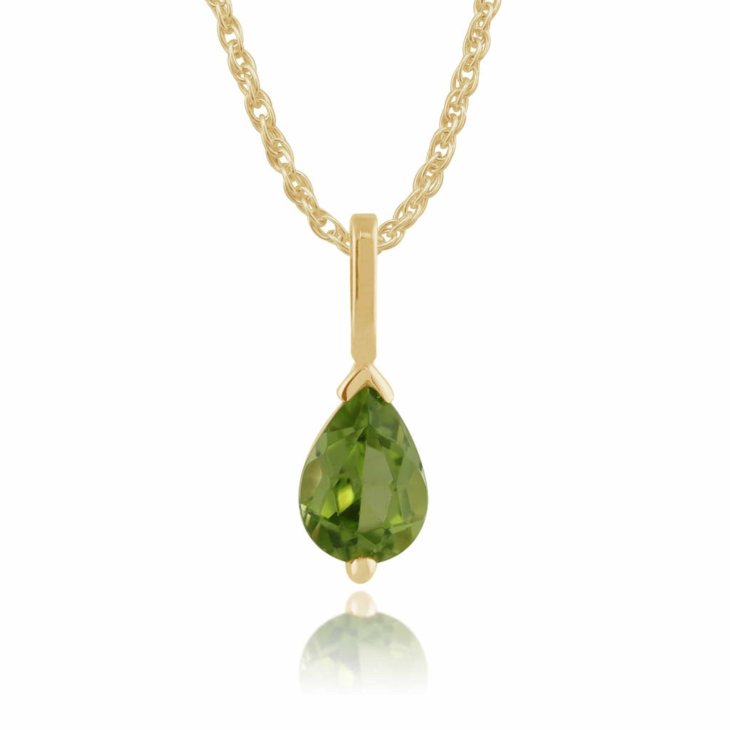 Classic Pear Peridot Pendant 9ct Yellow Gold