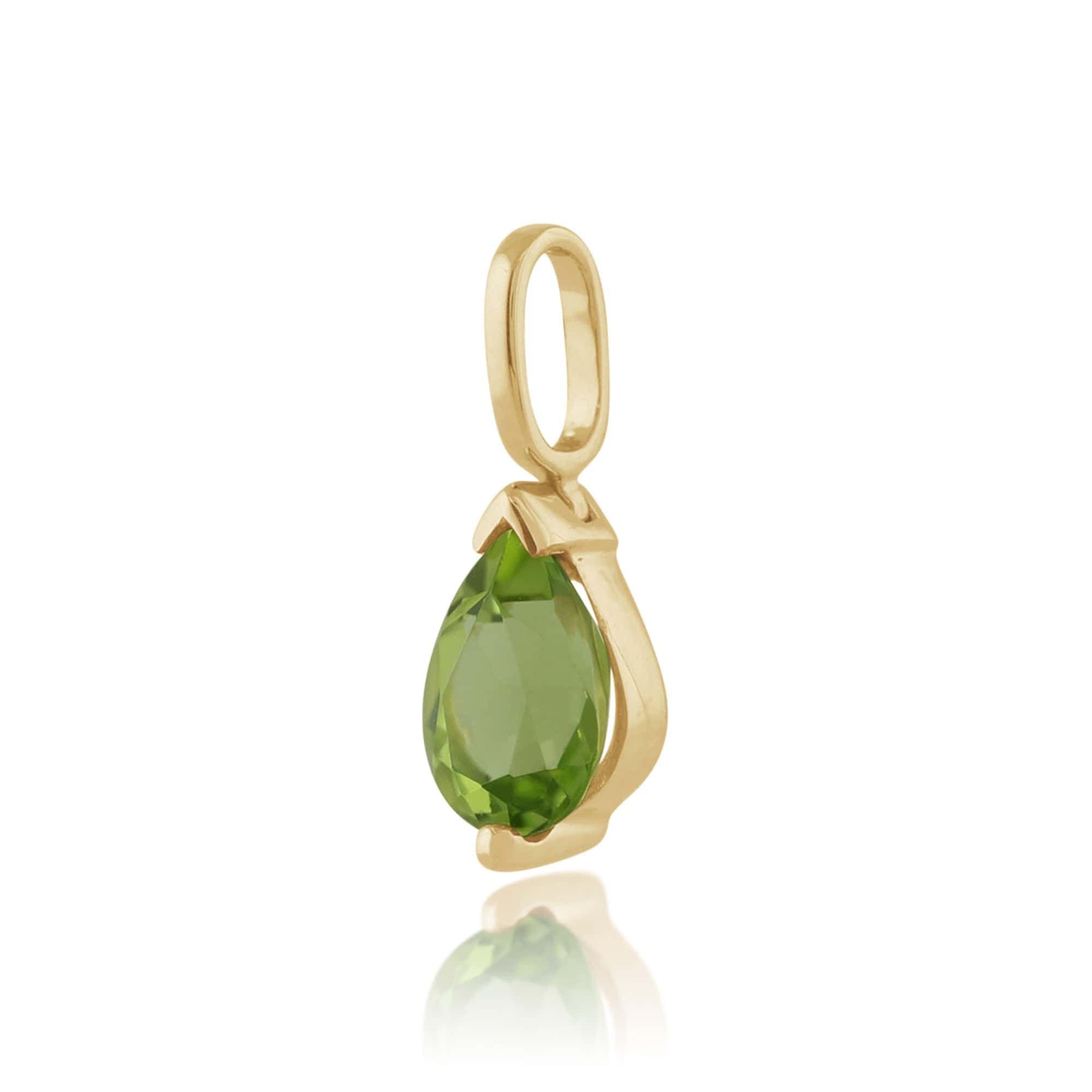 22448-22555 Classic Pear Peridot Single Stone Stud Earrings & Pendant Set in 9ct Yellow Gold 5