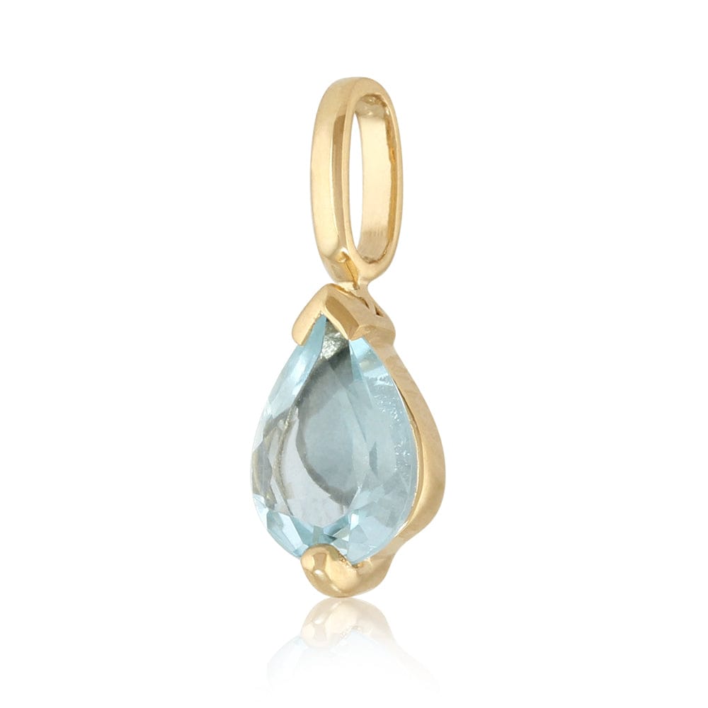 22450-22556 Classic Pear Aquamarine Single Stone Stud Earrings & Pendant Set in 9ct Gold 5