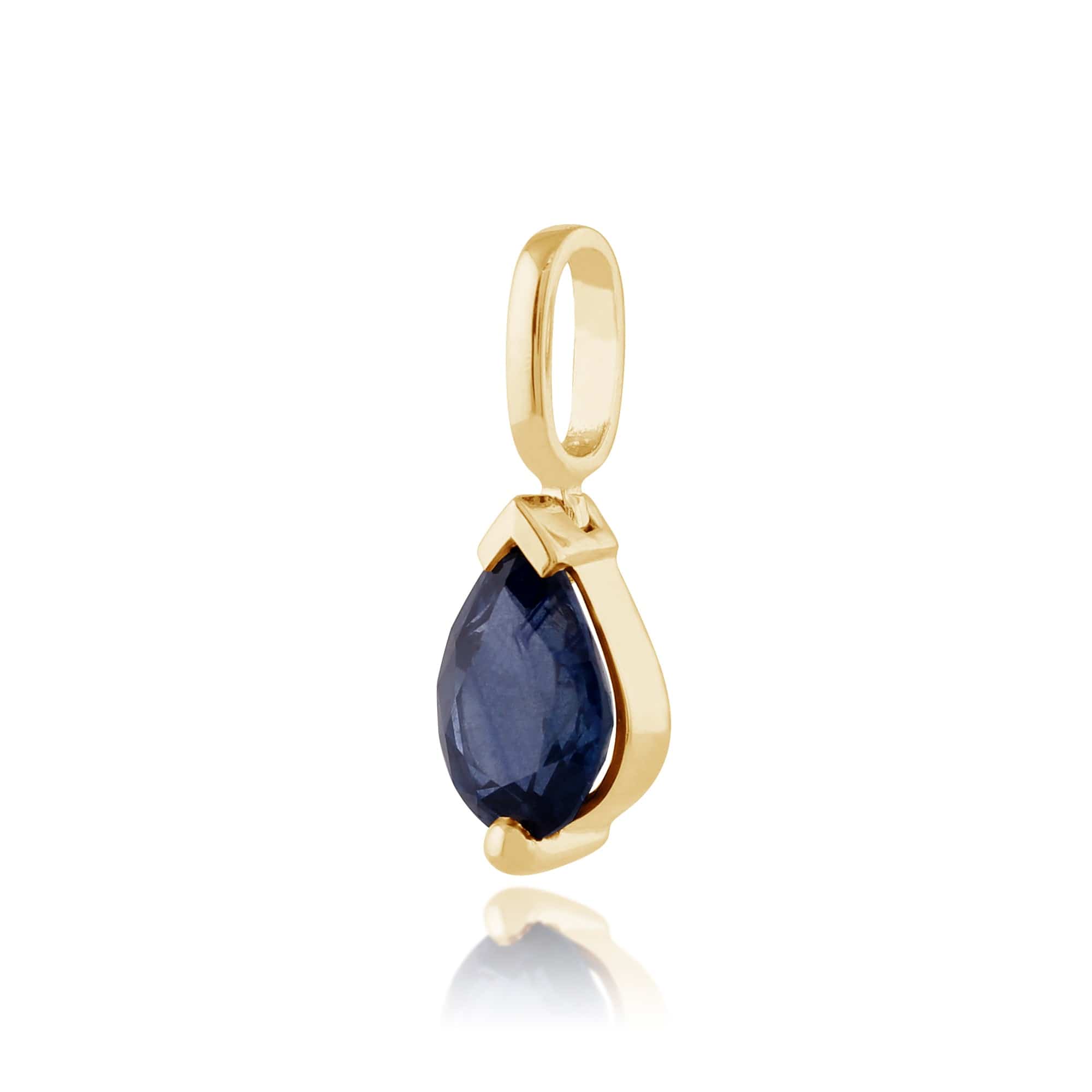 Classic Pear Light Blue Sapphire Pendant in 9ct Yellow Gold - Gemondo