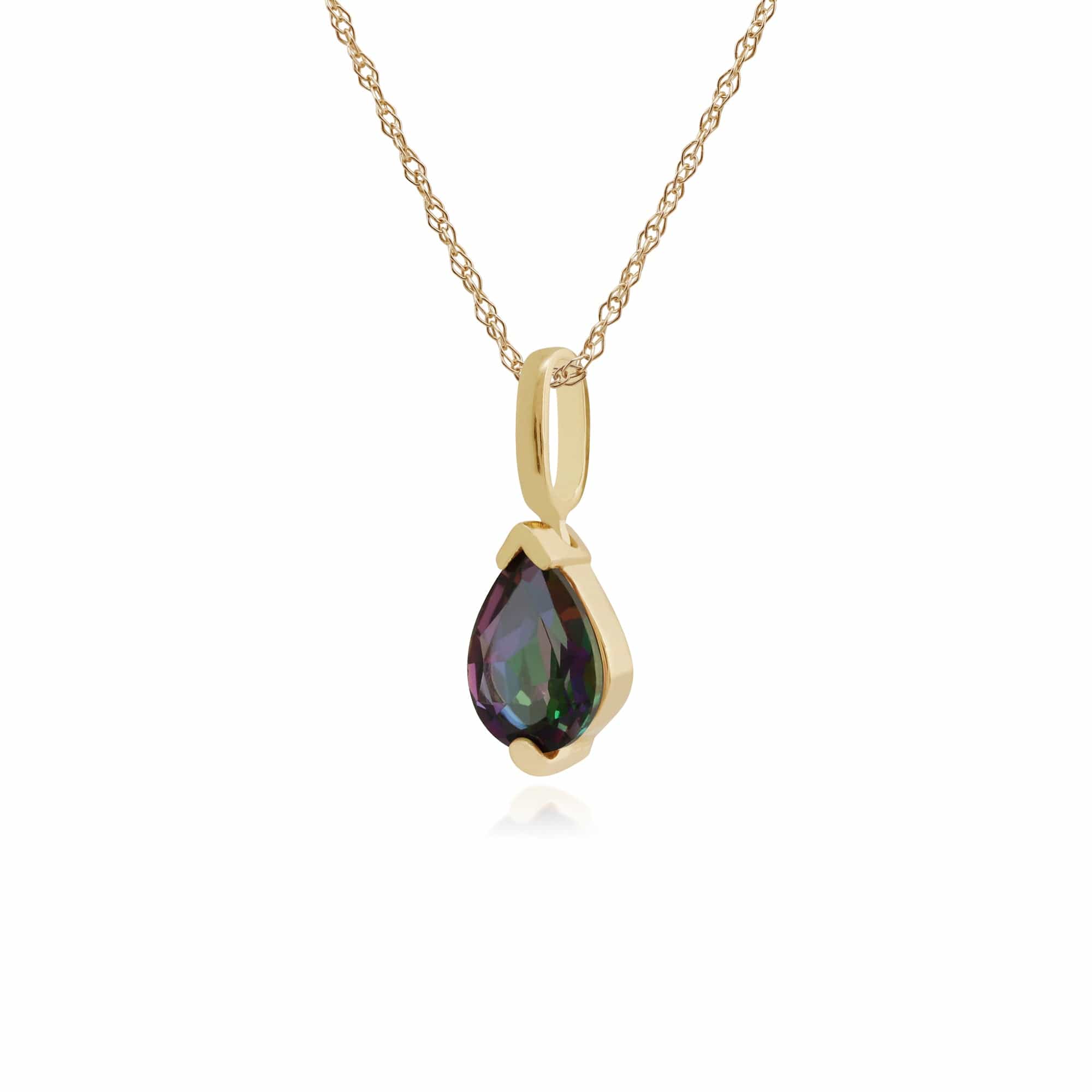 Classic Pear Mystic Topaz Claw Set Pendant in 9ct Yellow Gold - Gemondo