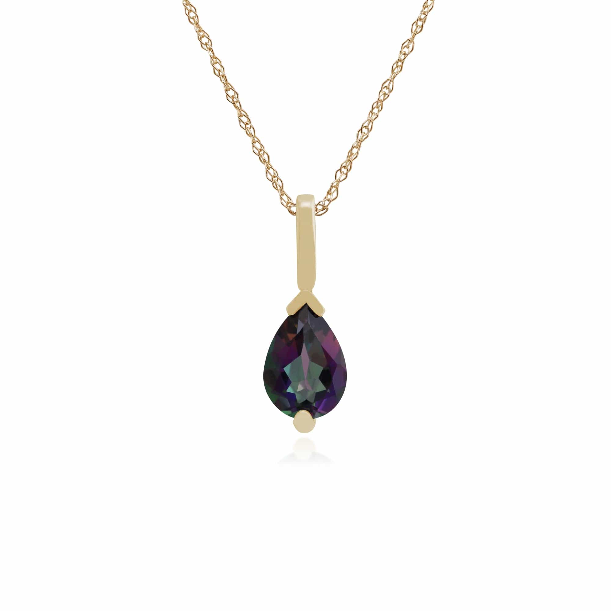 Classic Pear Mystic Topaz Claw Set Pendant in 9ct Yellow Gold - Gemondo