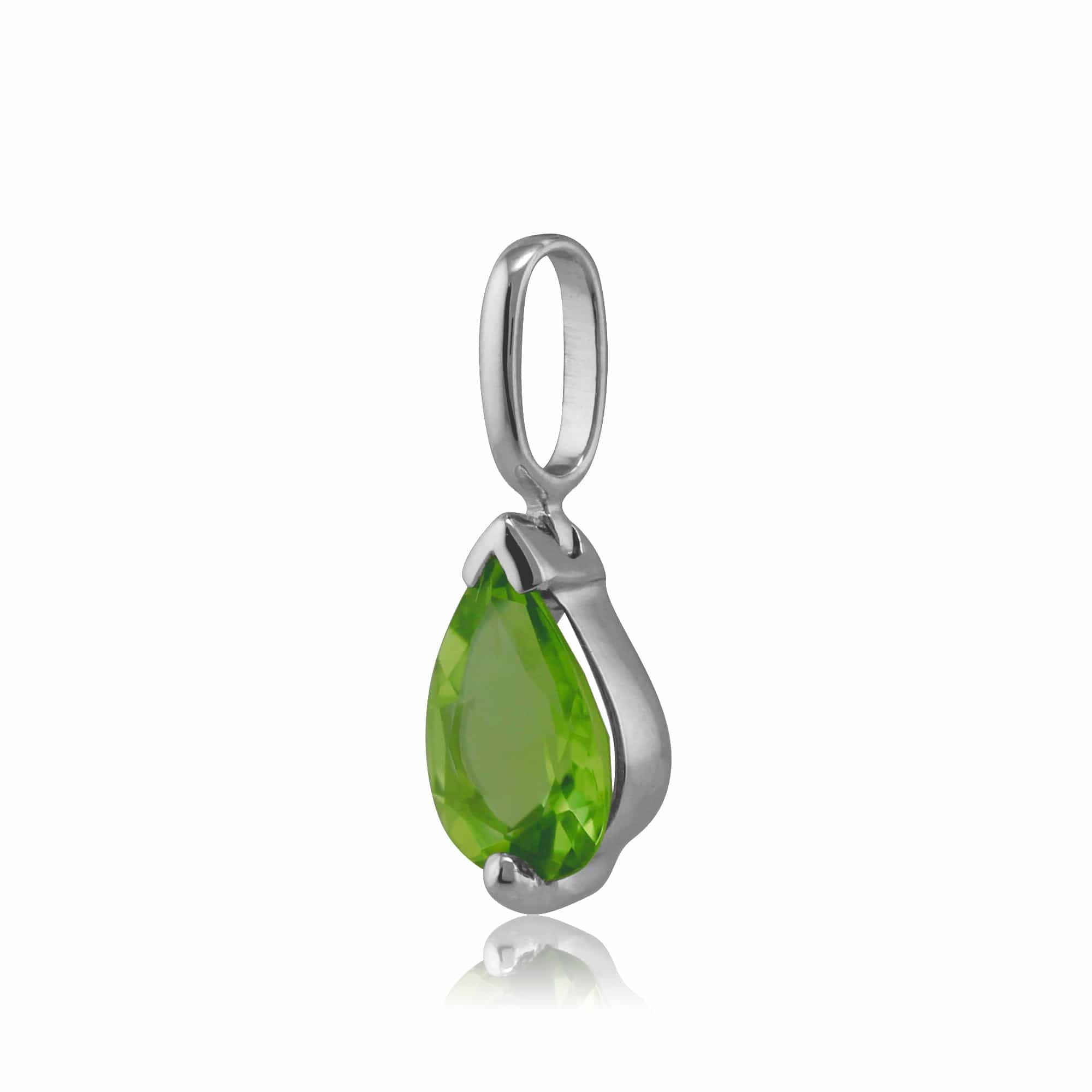 25665 Classic Pear Peridot Pendant in 9ct White Gold 2