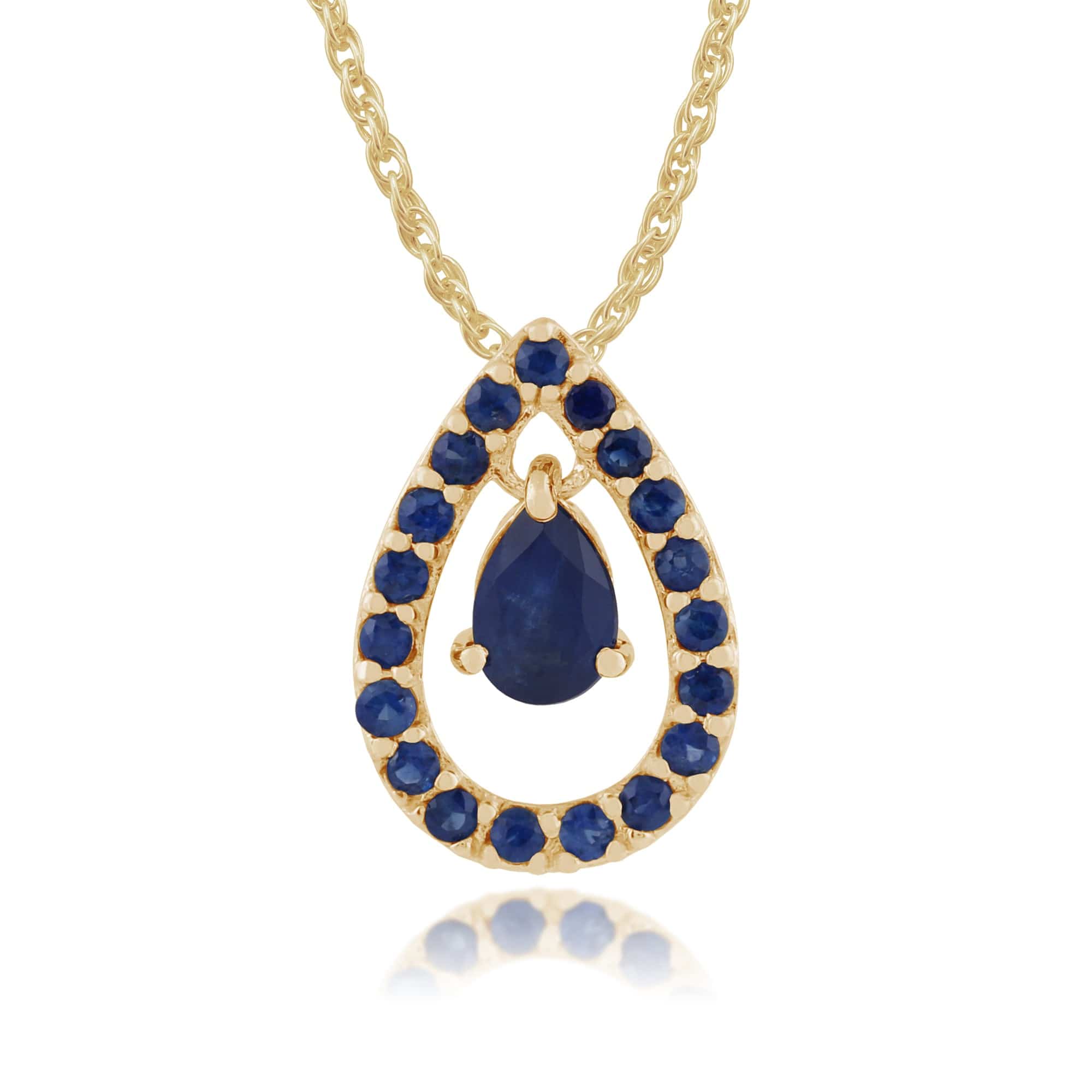 9ct Yellow Gold 0.73ct Kanchanburi Sapphire Pear Design Pendant on Chain Image