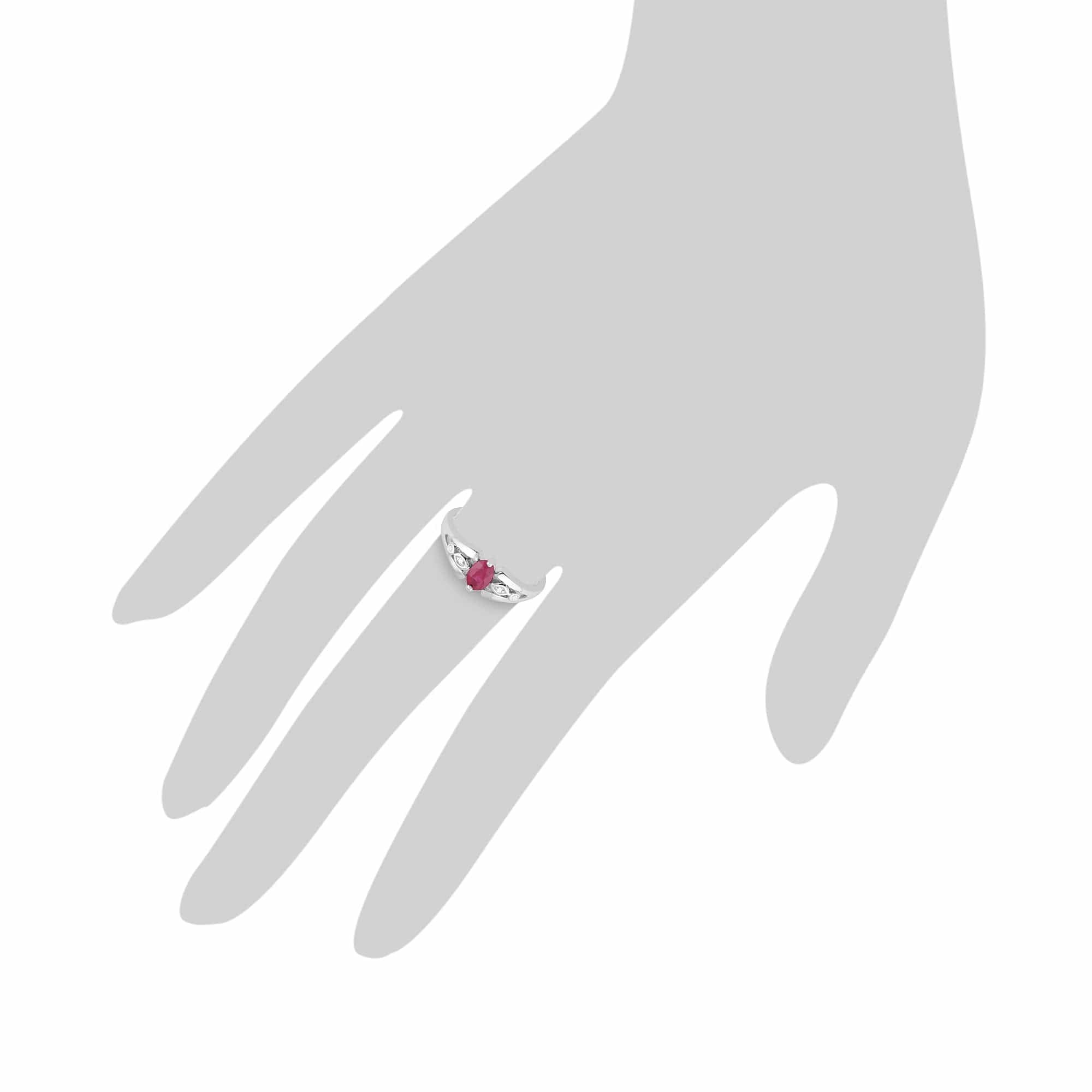 Classic Oval Ruby & Diamond Ring in 9ct White Gold - Gemondo