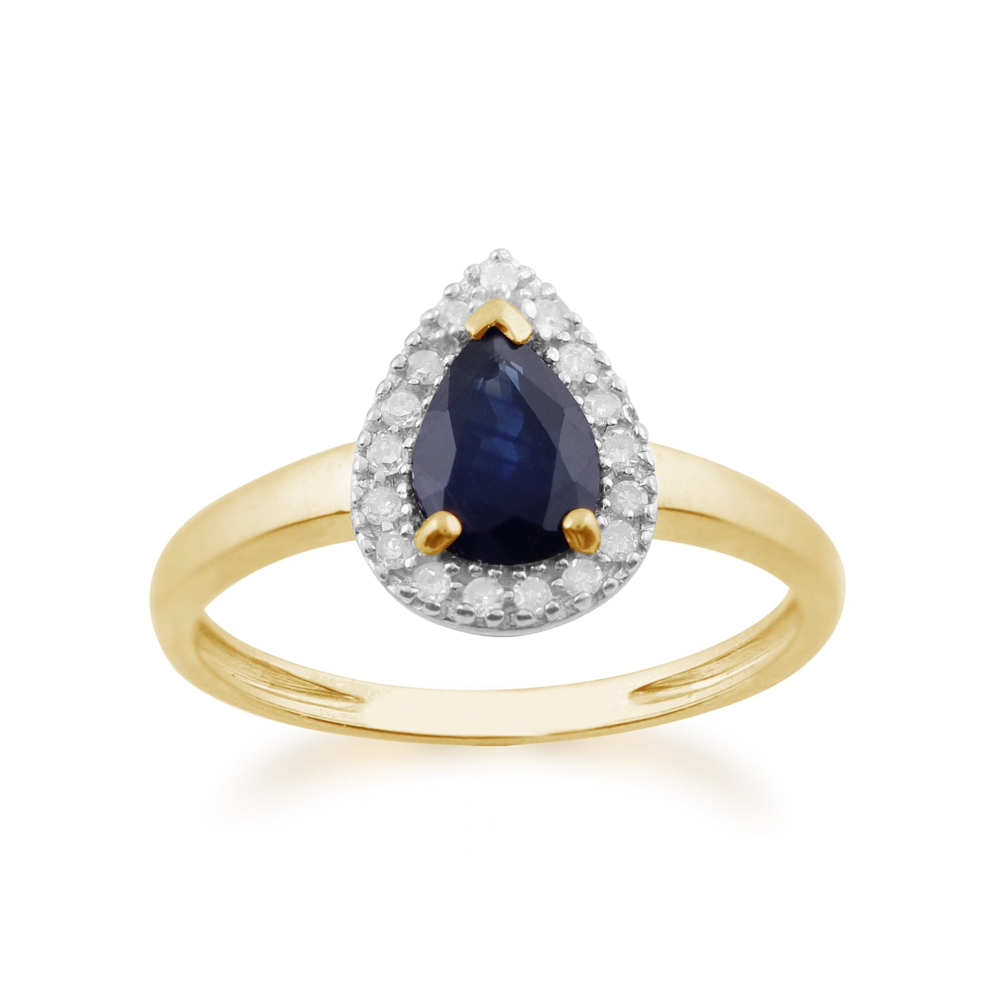 Classic Sapphire & Diamond Halo Stud Earrings & Ring Set Image 3