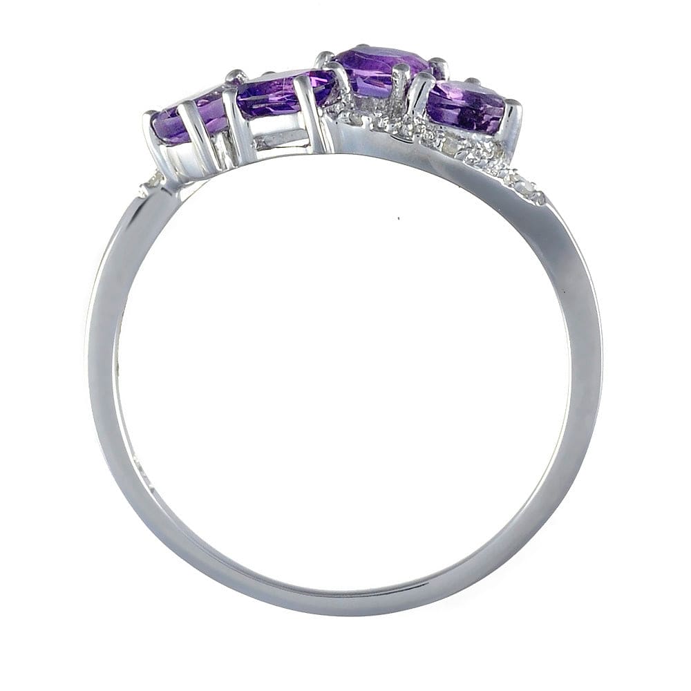 9ct White Gold 0.54ct Natural Amethyst & 3pt Diamond Classic Ring Image 3