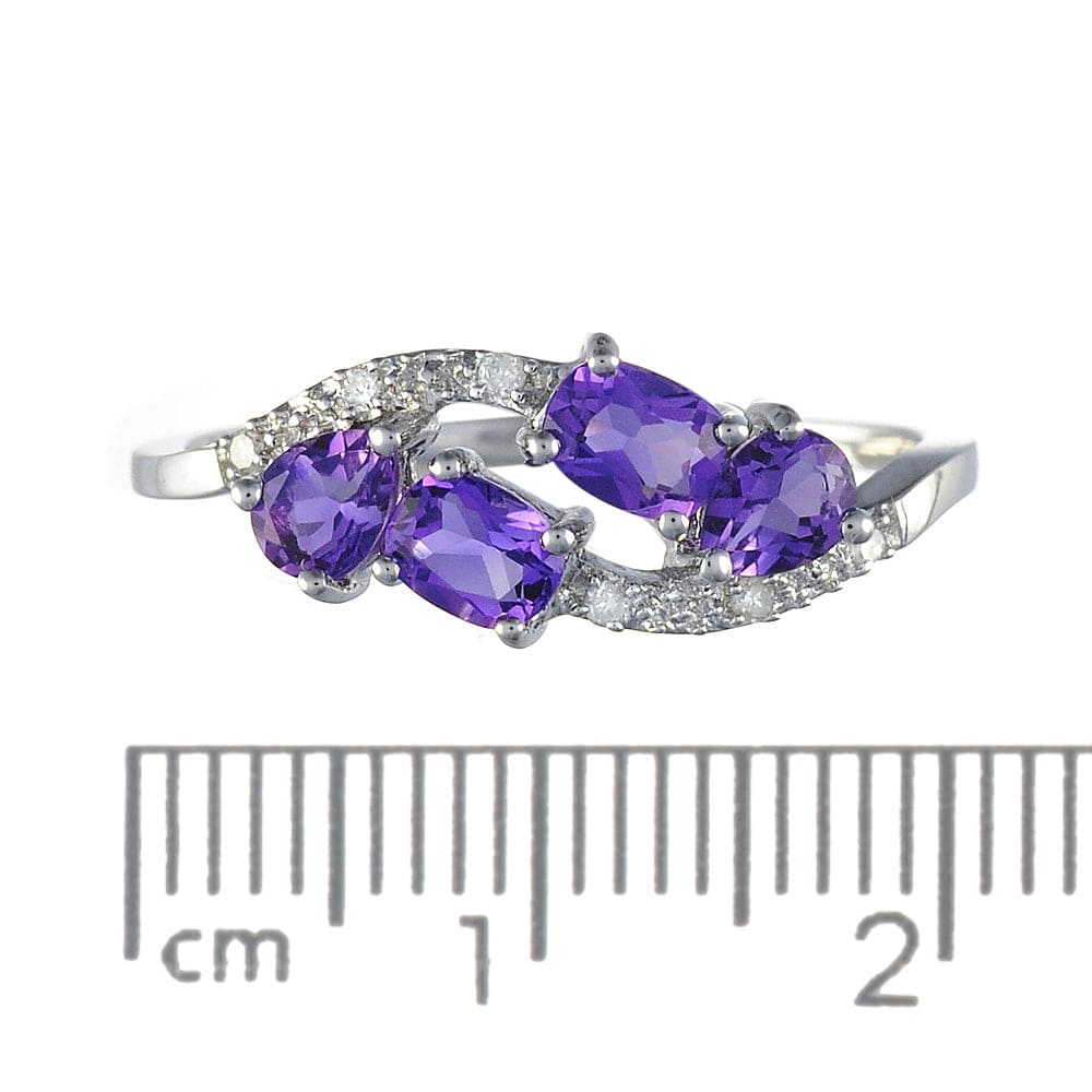 9ct White Gold 0.54ct Natural Amethyst & 3pt Diamond Classic Ring Image 4