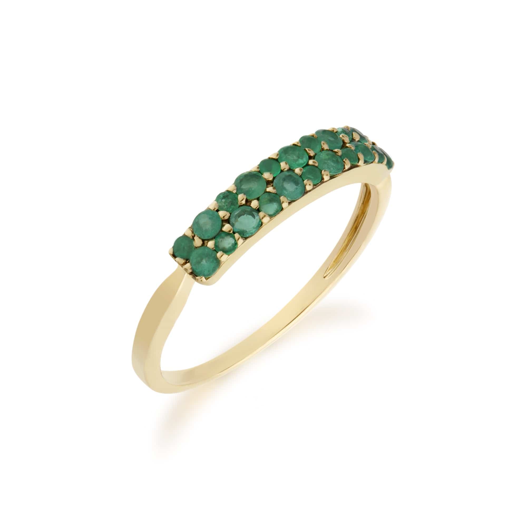 Contemporary 0.4ct Pavé Emerald Cluster Ring in 9ct Yellow Gold - Gemondo