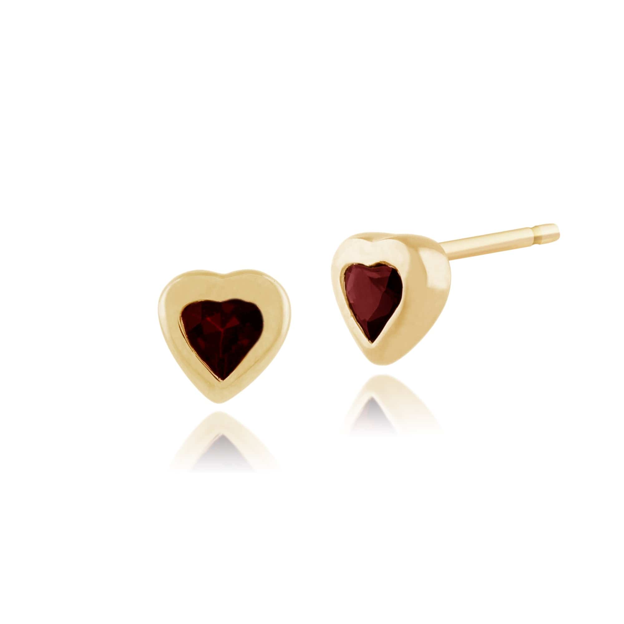 Classic Heart Ruby Stud Earrings in 9ct Yellow Gold 4mm