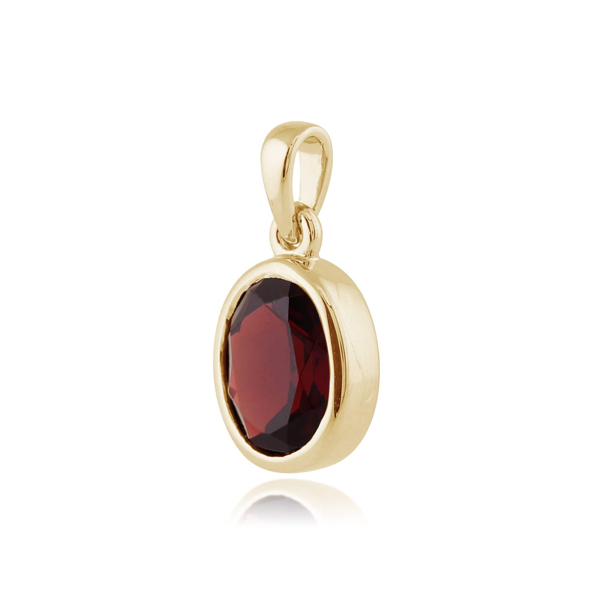22614 Classic Oval Garnet Pendant in 9ct Yellow Gold 2