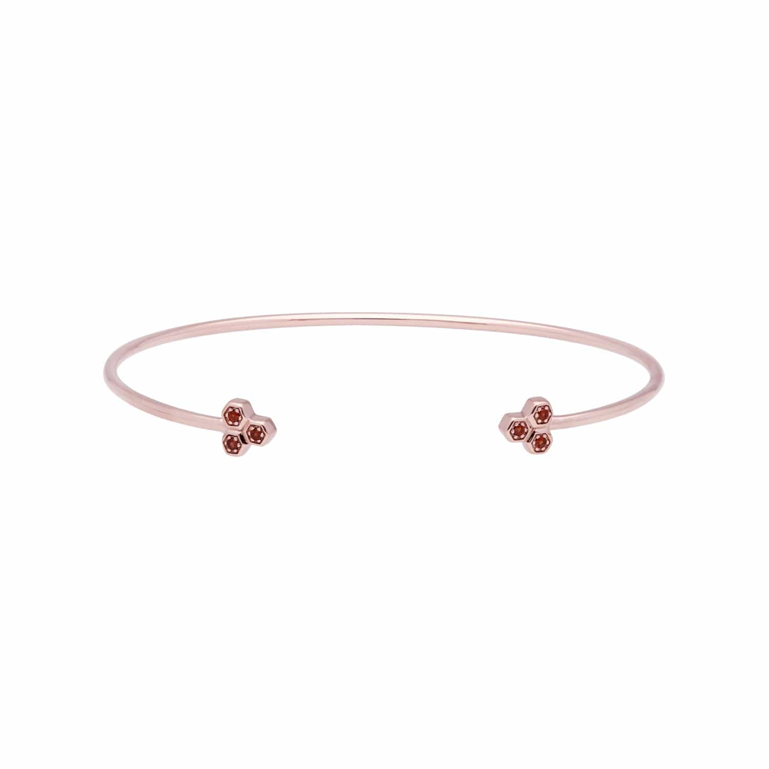Garnet Trilogy Geometric Bangle in 9ct Rose Gold - Gemondo