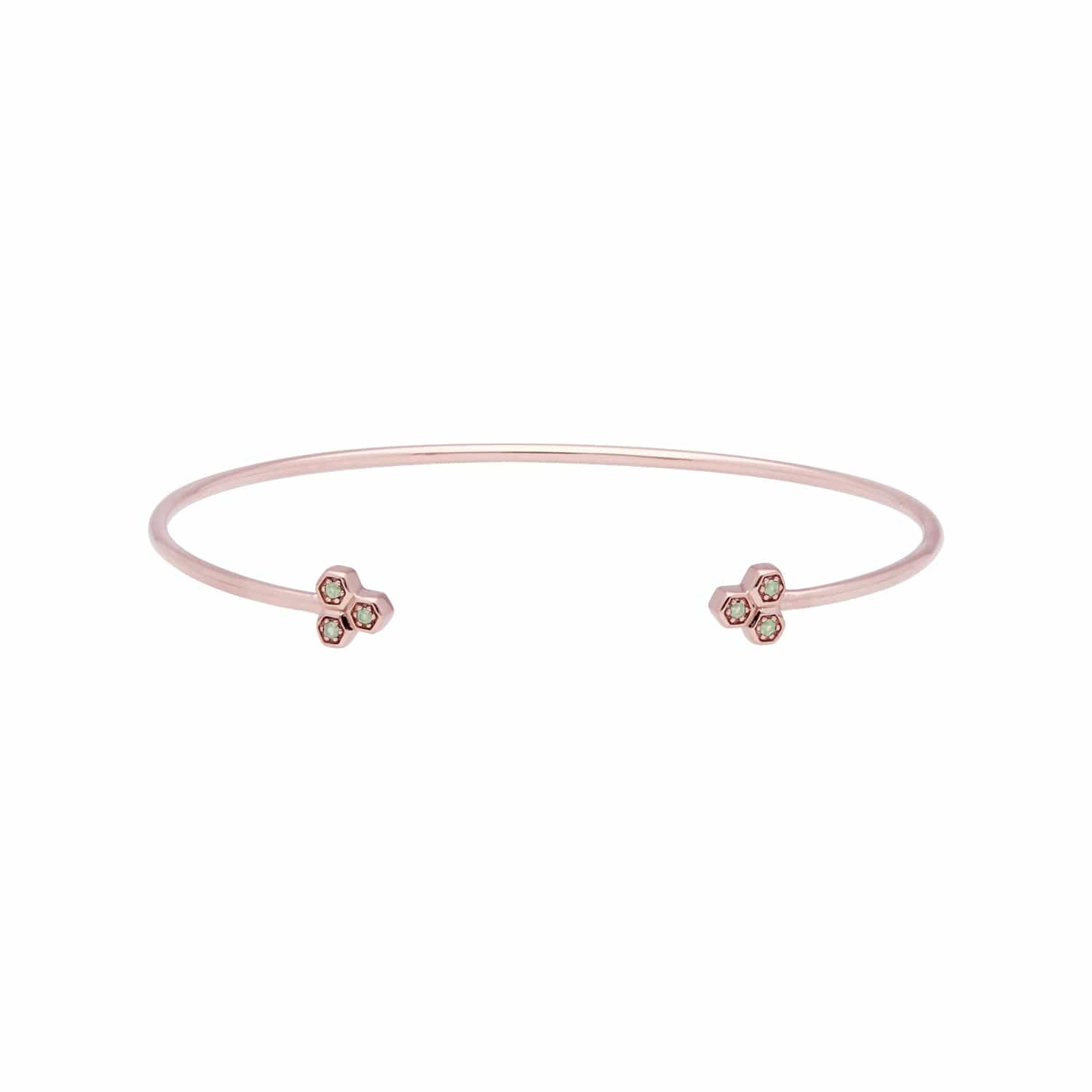 Peridot Trilogy Geometric Bangle in 9ct Rose Gold - Gemondo