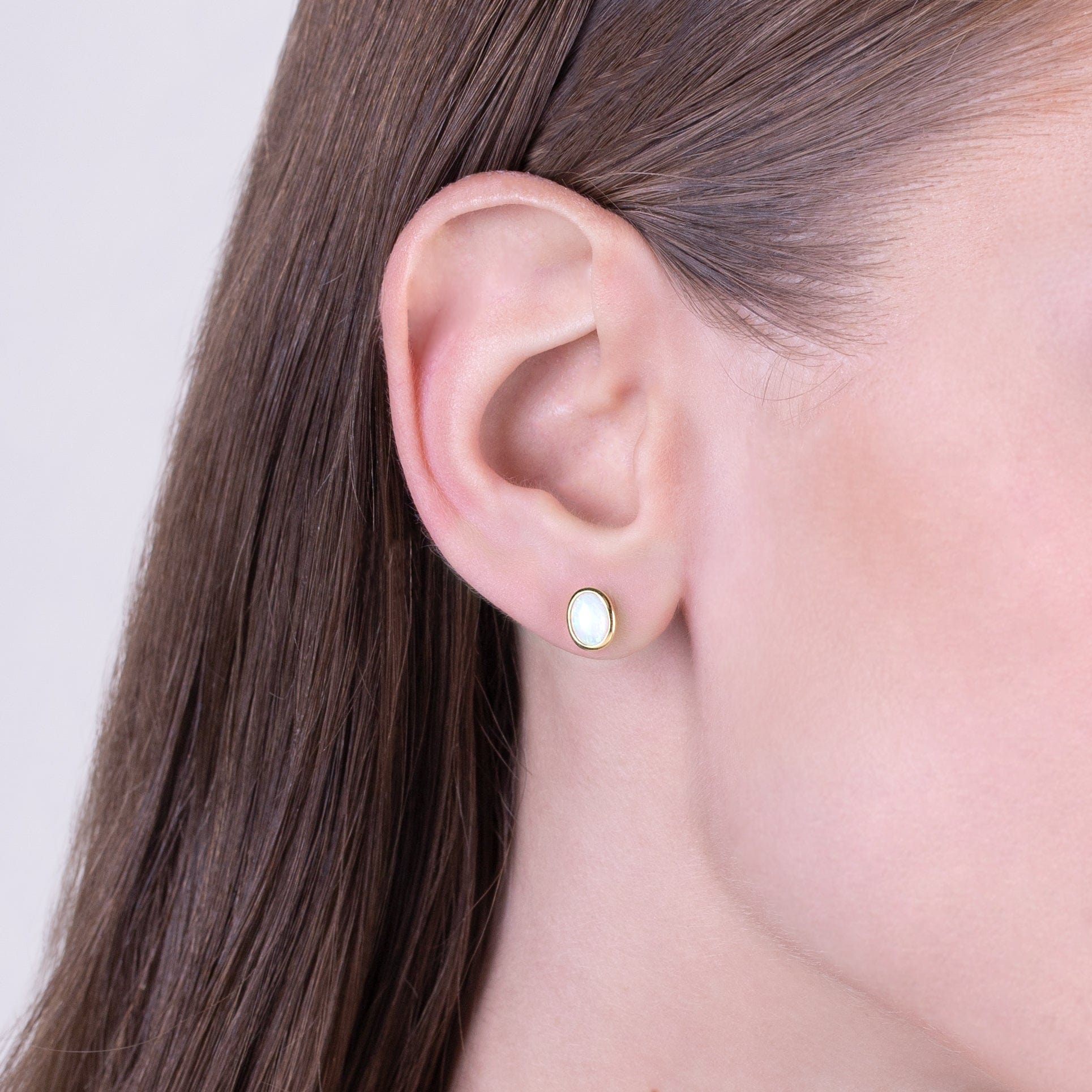 9ct Yellow Gold 1.39ct Opal Classic Oval Stud Earrings - Gemondo