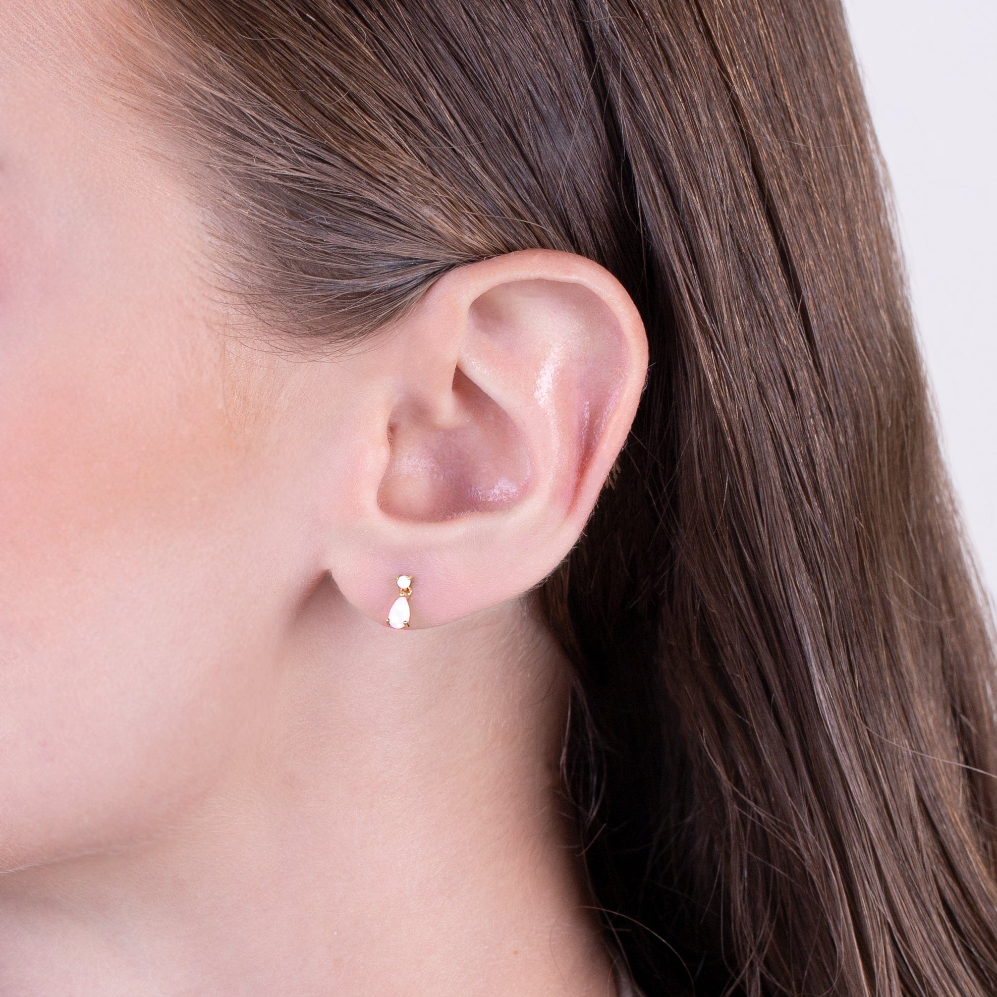 Classic Pear Opal Drop Earrings in 9ct Yellow Gold - Gemondo