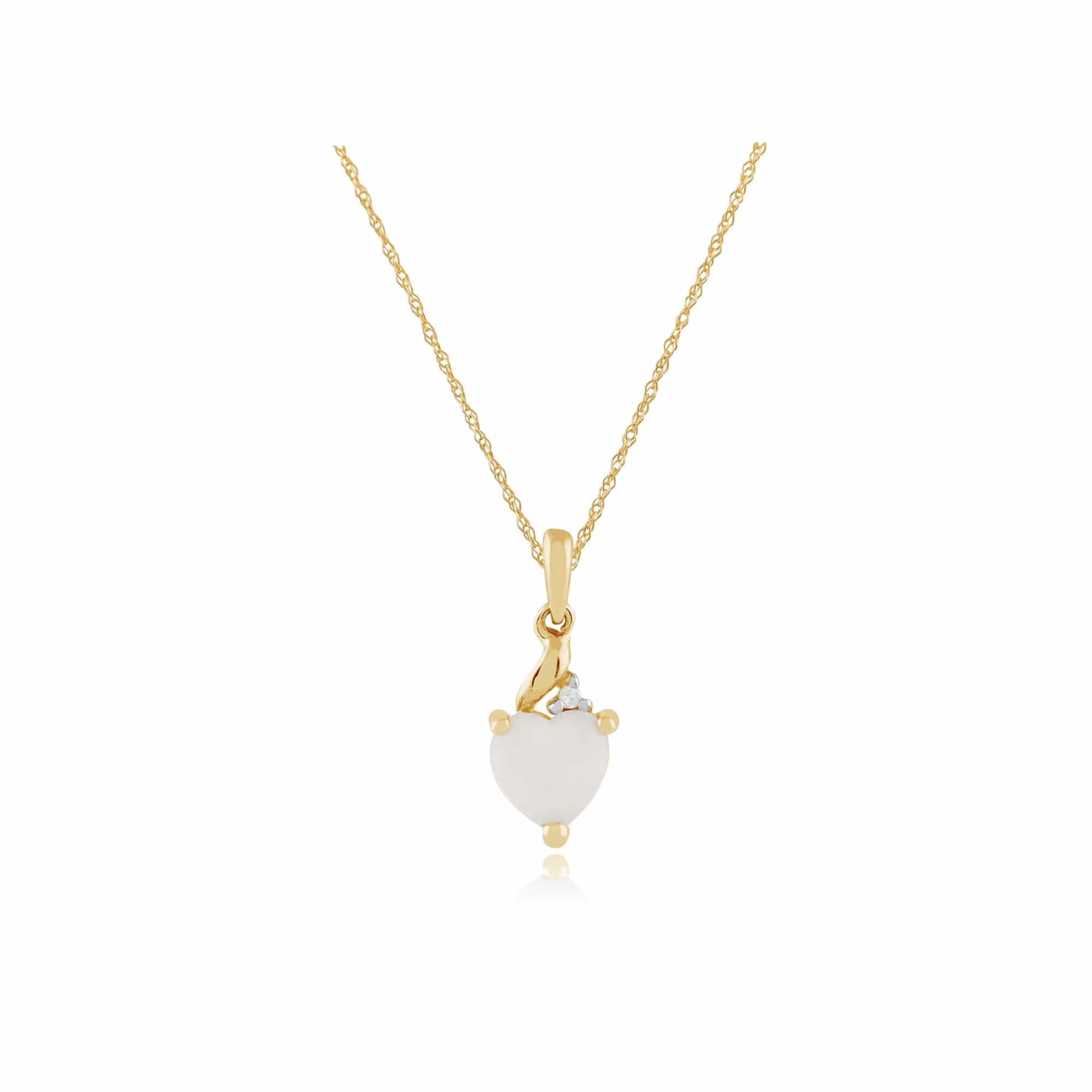 Classic Heart Opal & Diamond Pendant in 9ct Yellow Gold - Gemondo