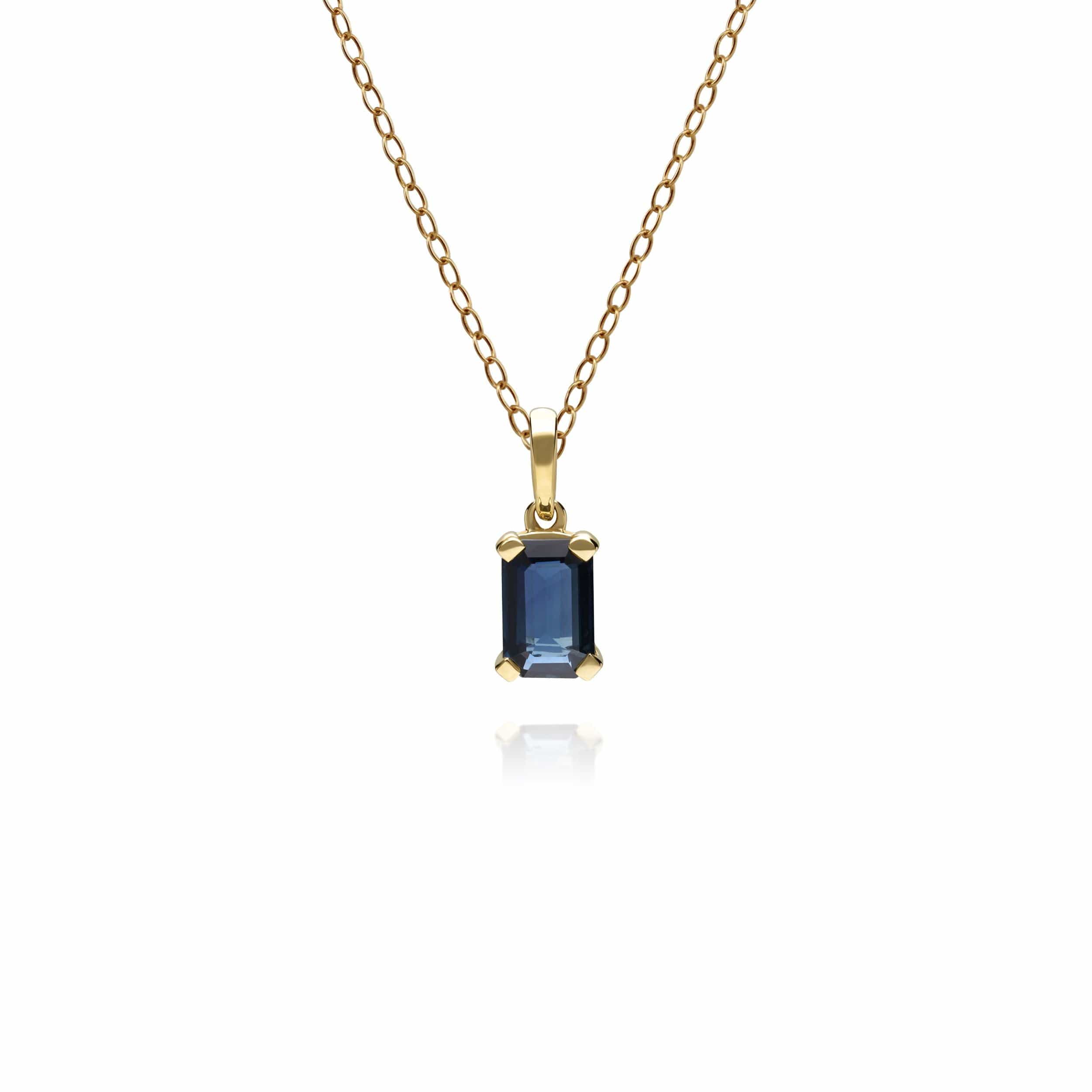 135P1571039 Classic Baguette Sapphire Pendant in 9ct Yellow Gold 1