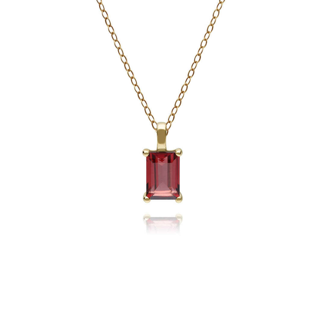 135E1524049-135P1872049 Classic Garnet Baguette Stud Earrings & Necklace Set in 9ct Yellow Gold 4