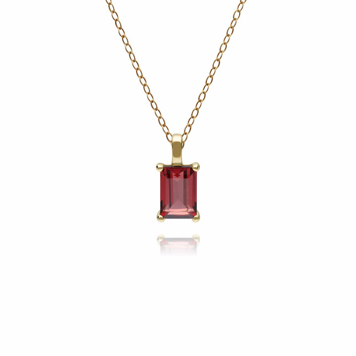 135E1524049-135P1872049 Classic Garnet Baguette Stud Earrings & Necklace Set in 9ct Yellow Gold 4