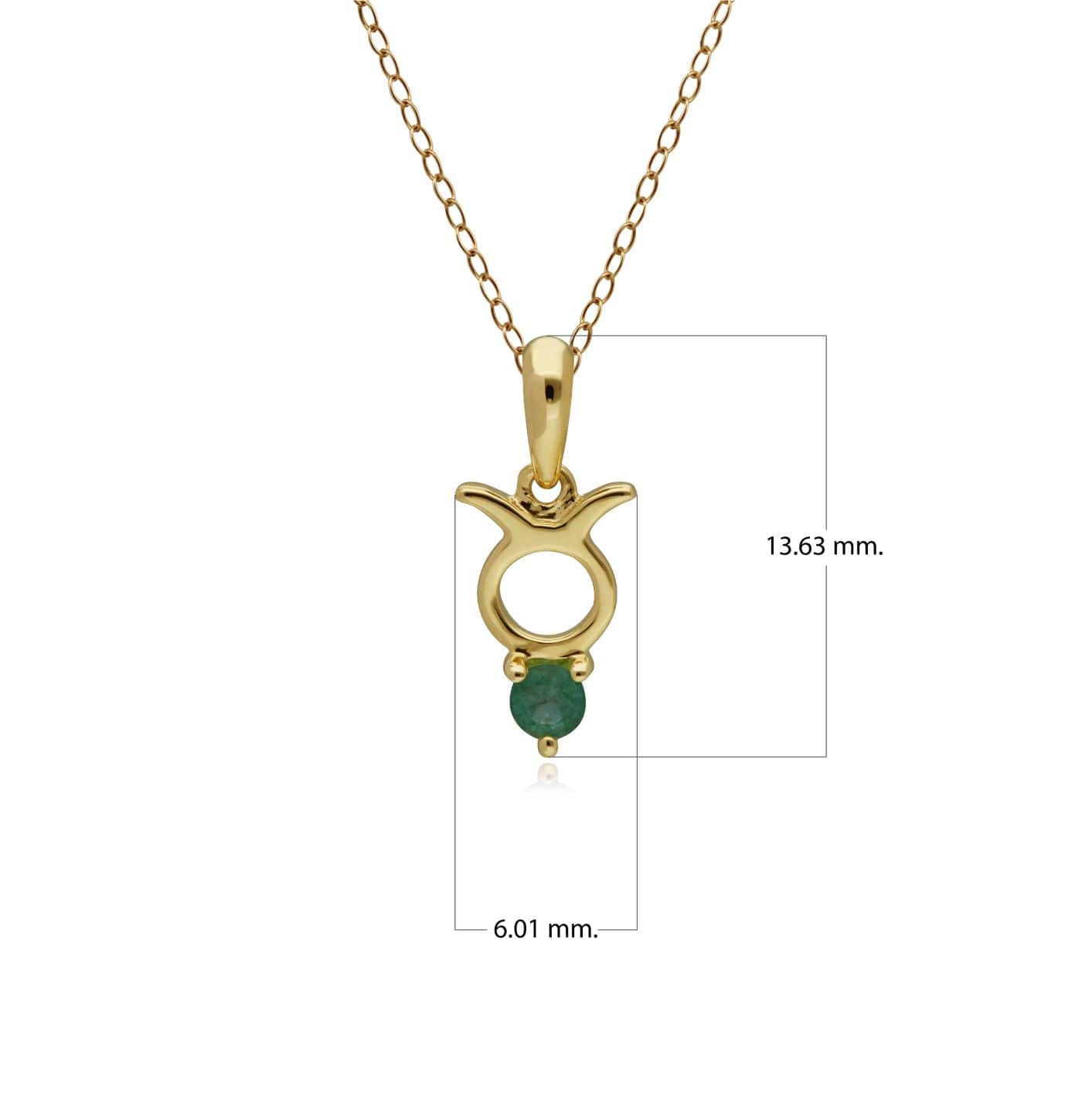 Emerald Taurus Zodiac Charm Necklace in 9ct Yellow Gold - Gemondo