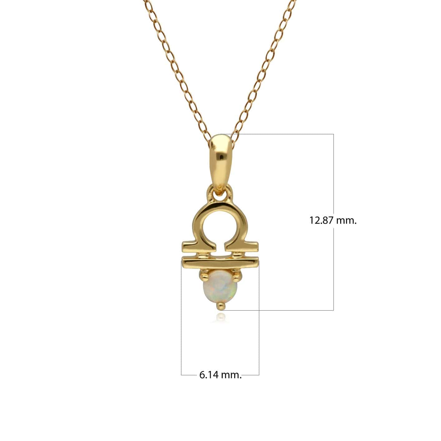 Opal Libra Zodiac Charm Necklace in 9ct Yellow Gold - Gemondo