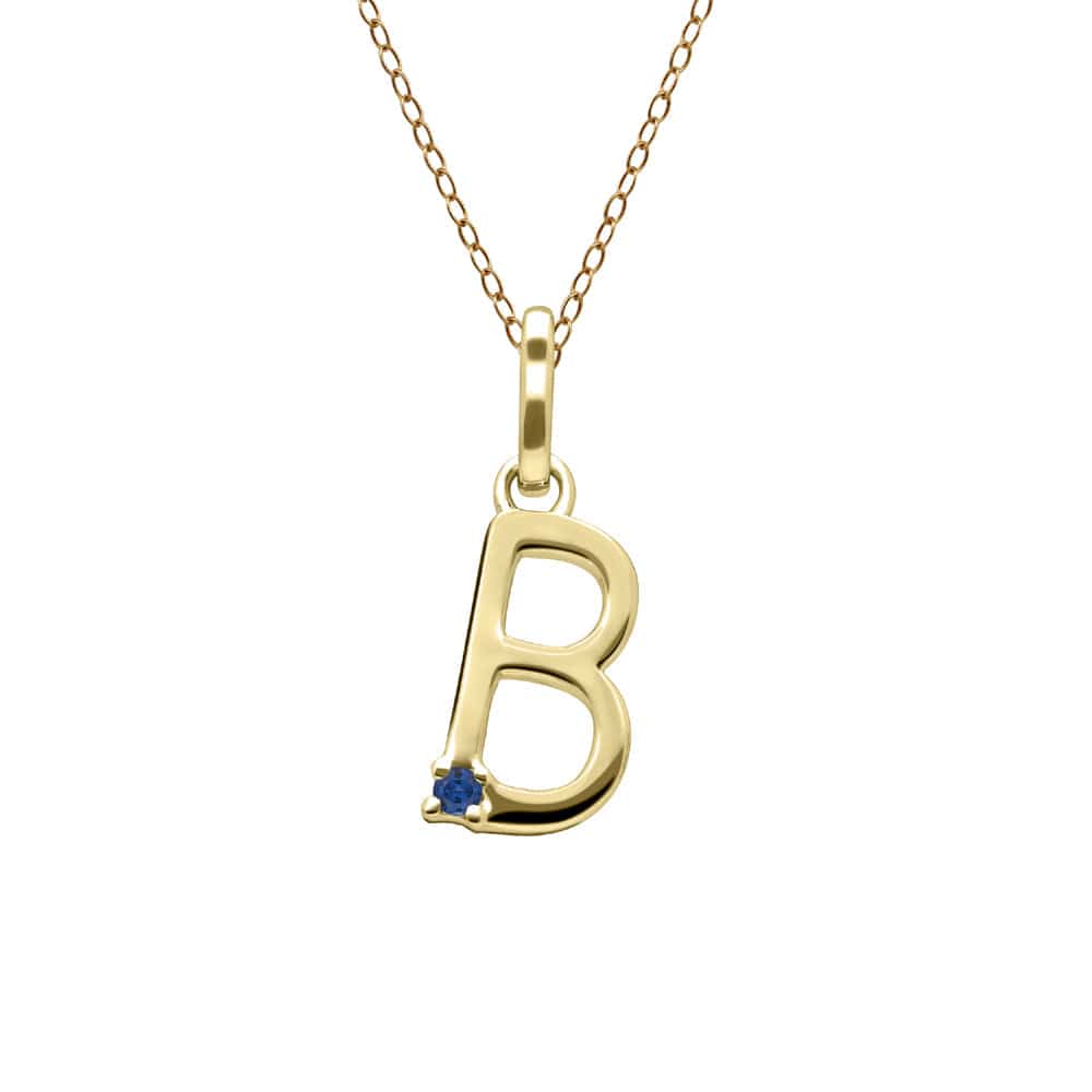 135P2044039 Initial Blue Sapphire Letter Necklace In 9ct Yellow Gold 3