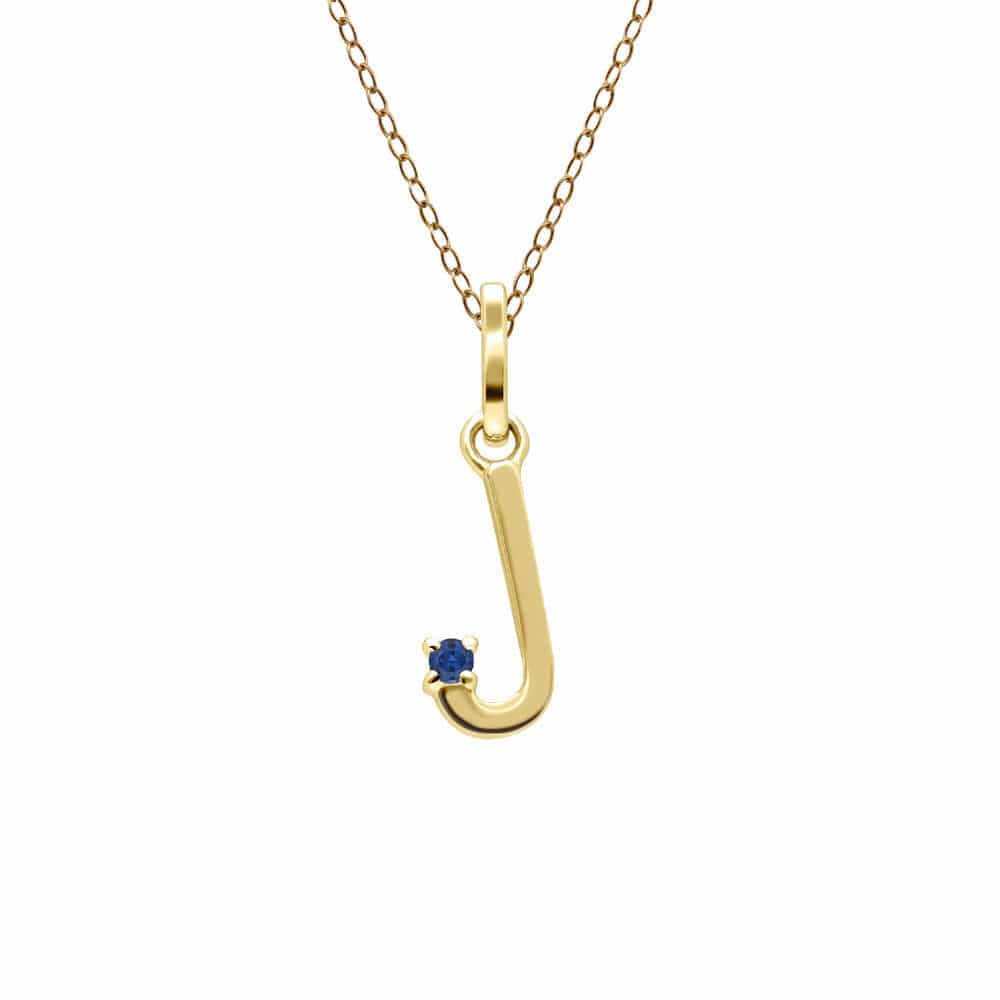 135P2078039 Initial Blue Sapphire Letter Necklace In 9ct Yellow Gold 11