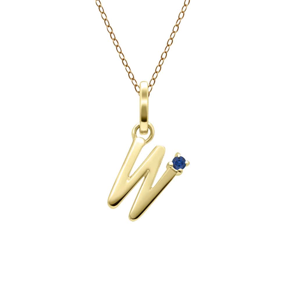 135P2081039 Initial Blue Sapphire Letter Necklace In 9ct Yellow Gold 24