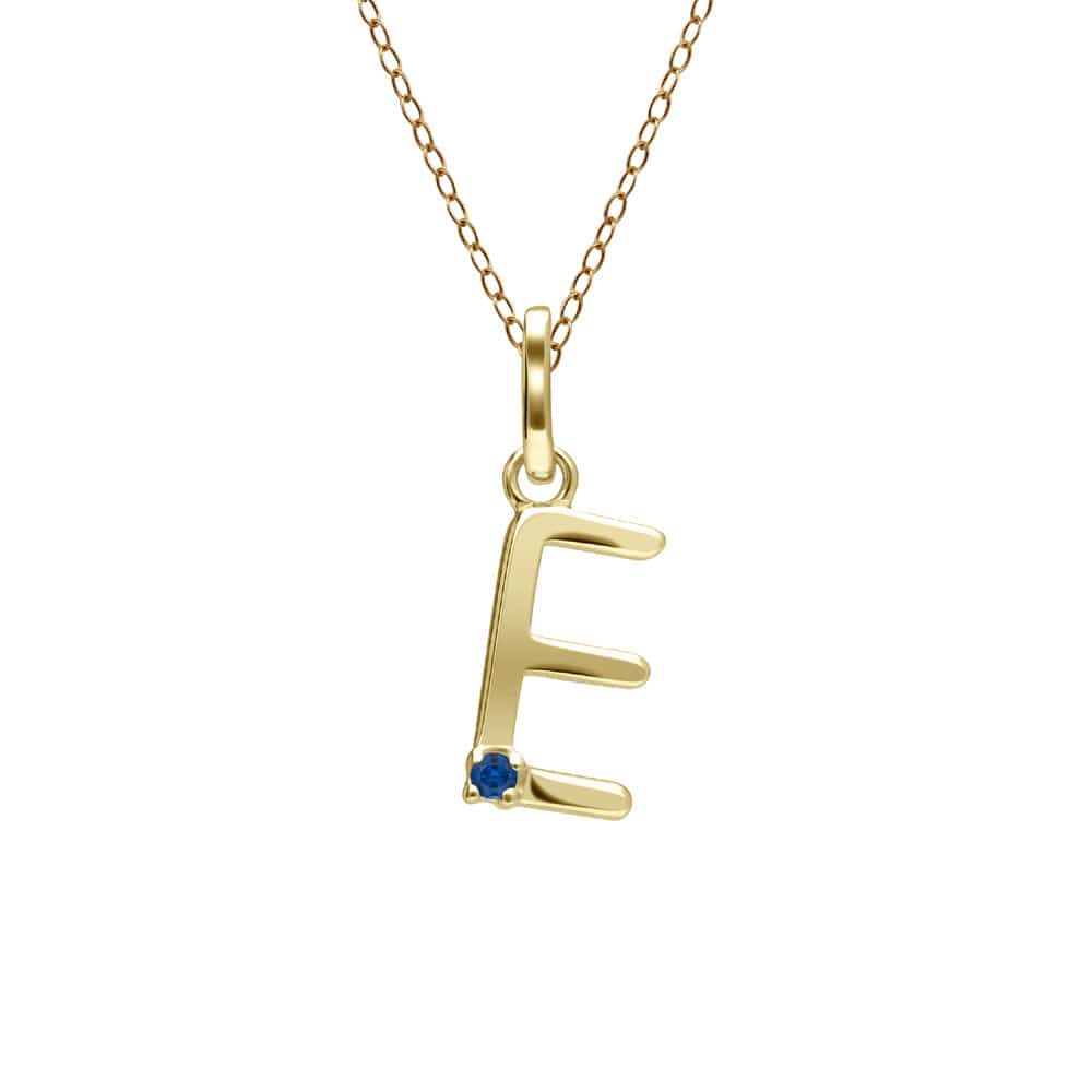 135P2057039 Initial Blue Sapphire Letter Necklace In 9ct Yellow Gold 6