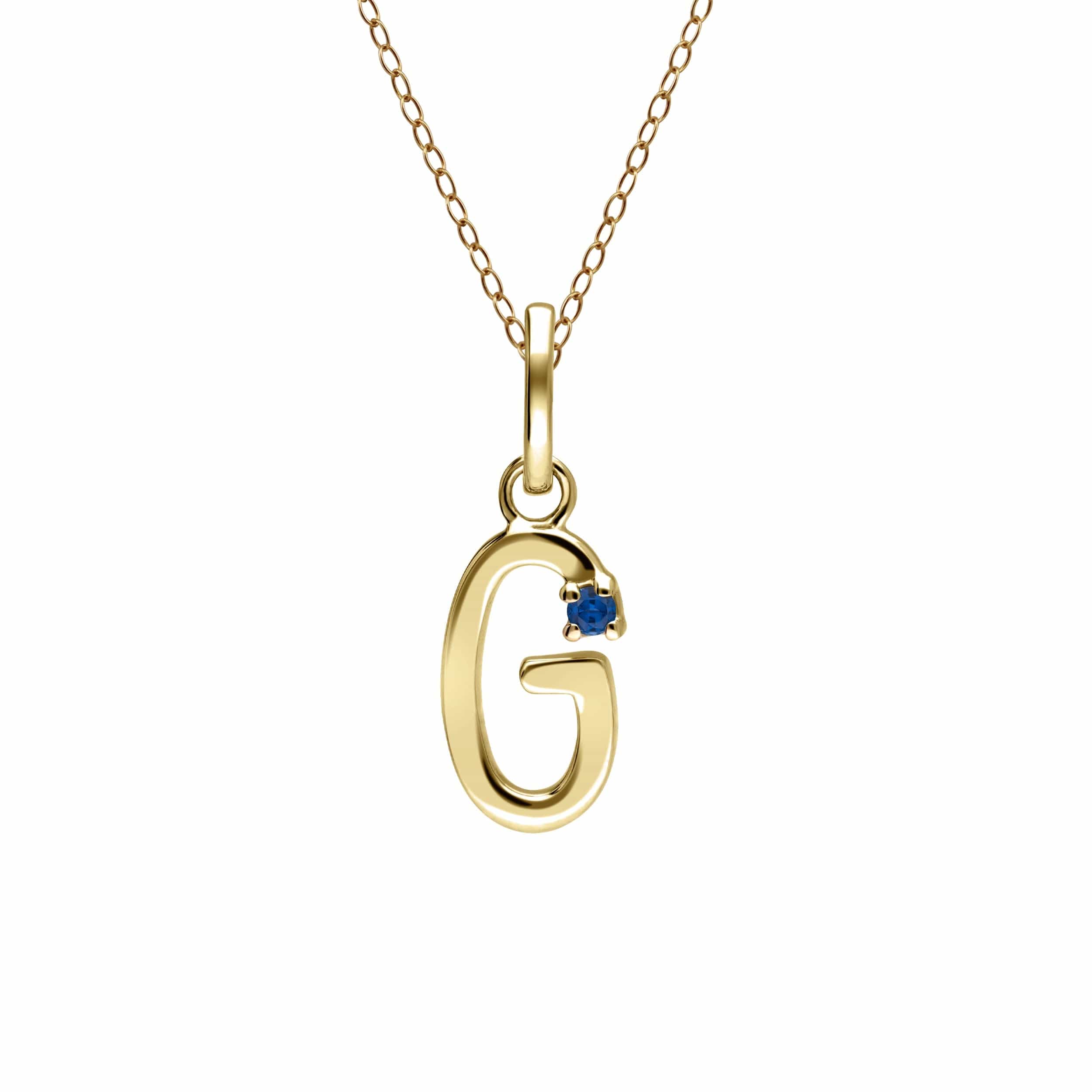 135P2053039 Initial Blue Sapphire Letter Necklace In 9ct Yellow Gold 8