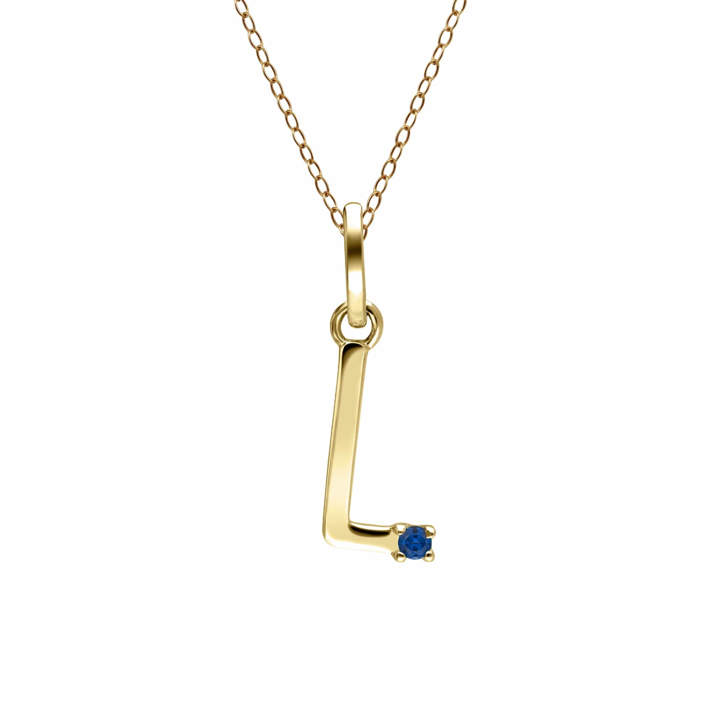 135P2047039 Initial Blue Sapphire Letter Necklace In 9ct Yellow Gold 13