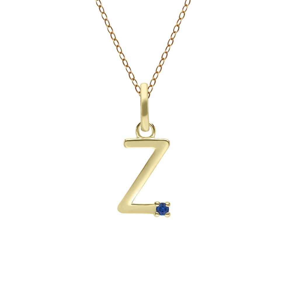 135P2083039 Initial Blue Sapphire Letter Necklace In 9ct Yellow Gold 27