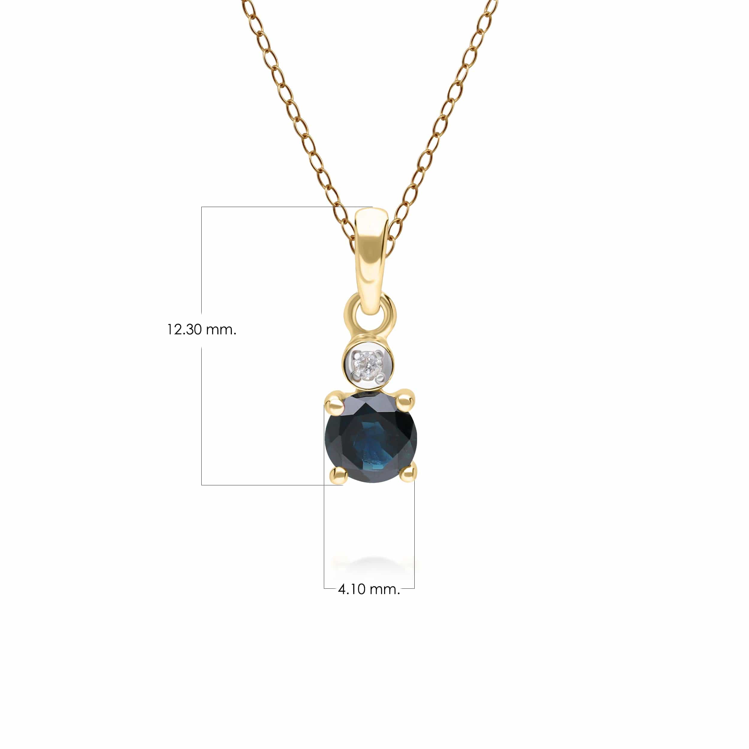 135P2099039 Micro Statement Round Sapphire & Diamond Pendant in 9ct Yellow Gold 4