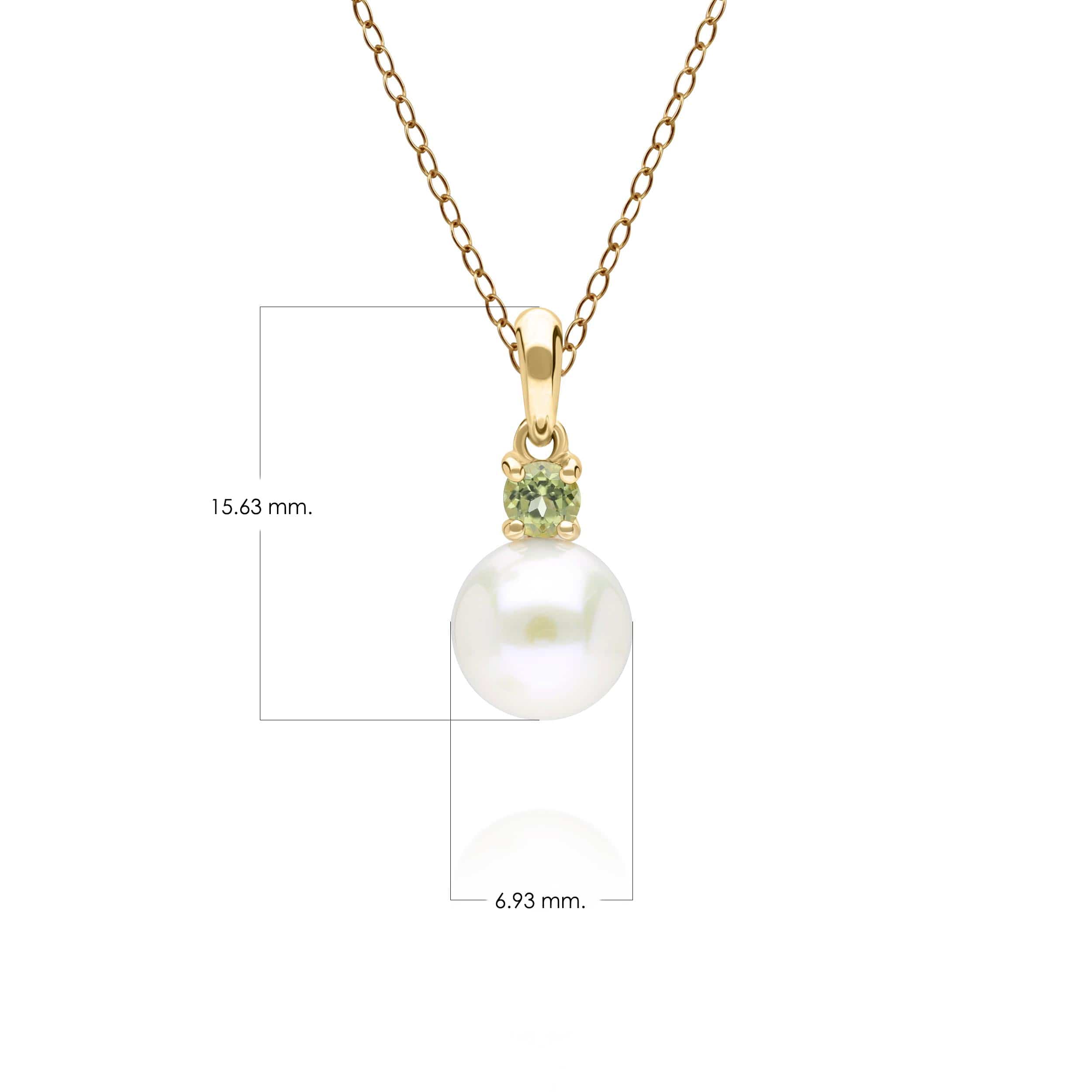 Modern Pearl & Peridot Pendant in 9ct Yellow Gold