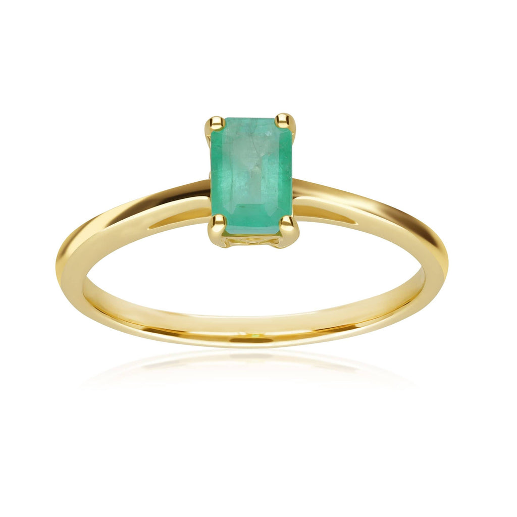 Classic Baguette Emerald Ring 9ct Yellow Gold