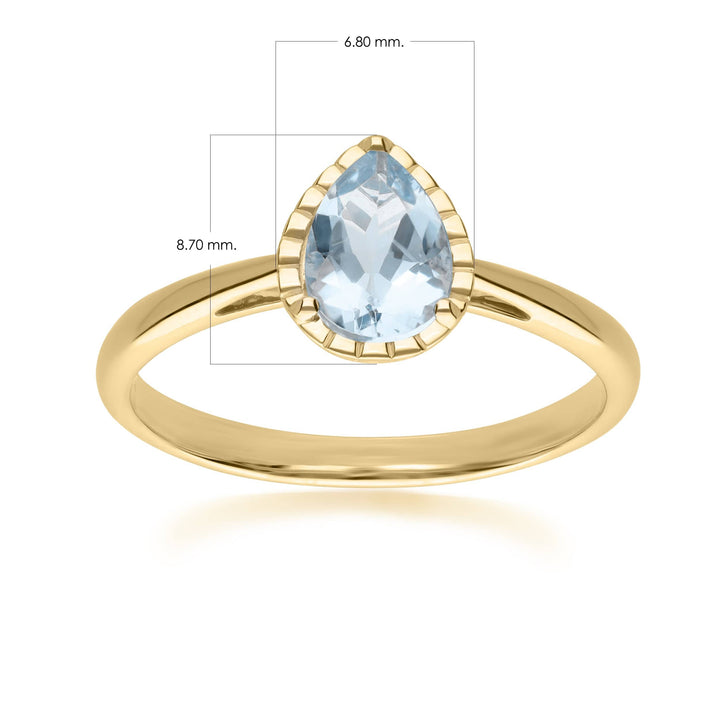 135R2045059 Classic Pear Aquamarine Ring in 9ct Yellow Gold 4