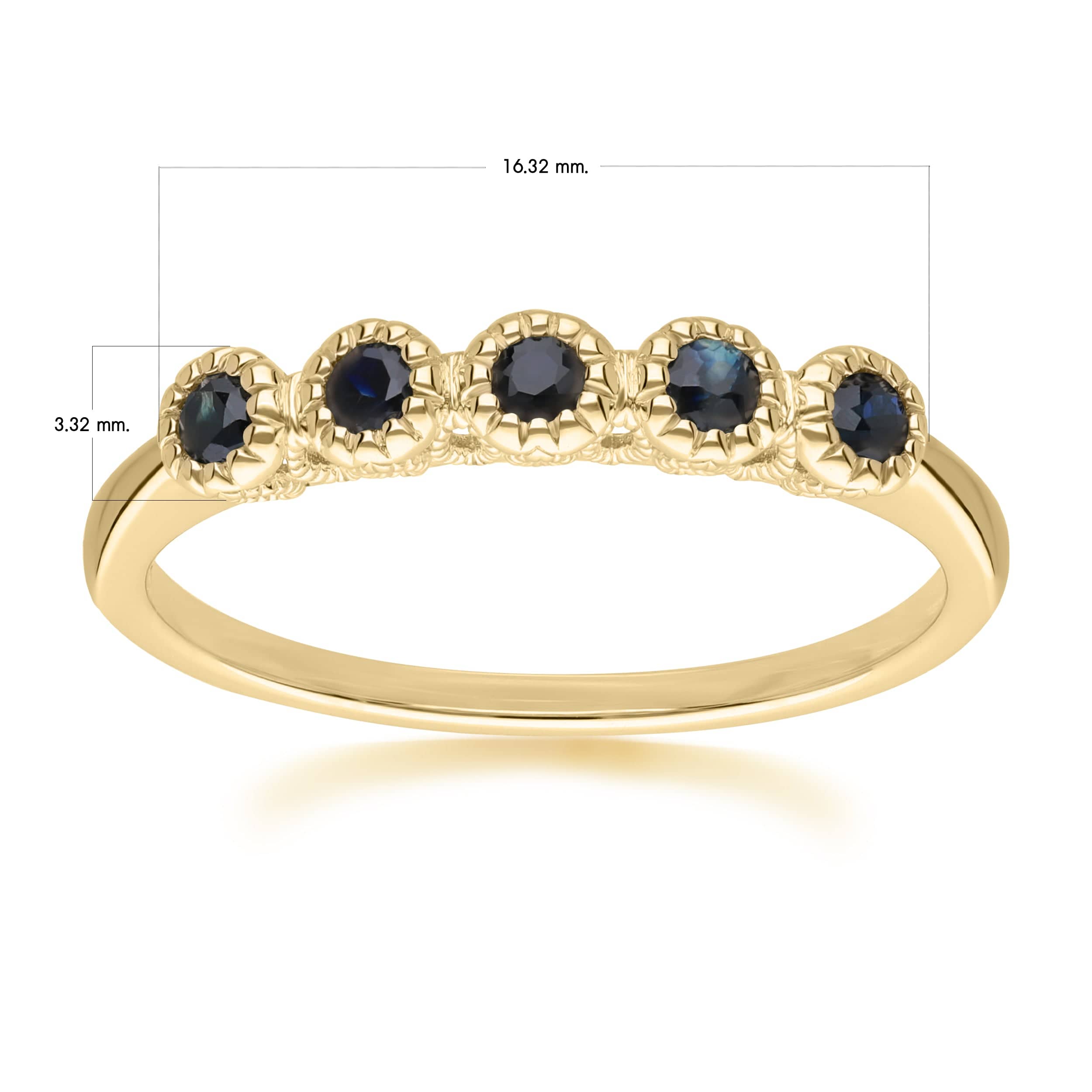 Classic Round Sapphire Five Stone Eternity Ring in 9ct Yellow Gold