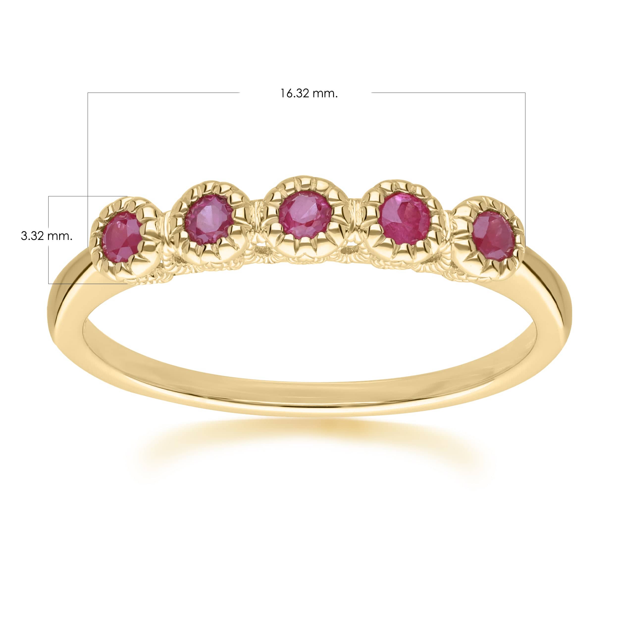 135R2046029 Classic Round Ruby Five Stone Eternity Ring in 9ct Yellow Gold 4