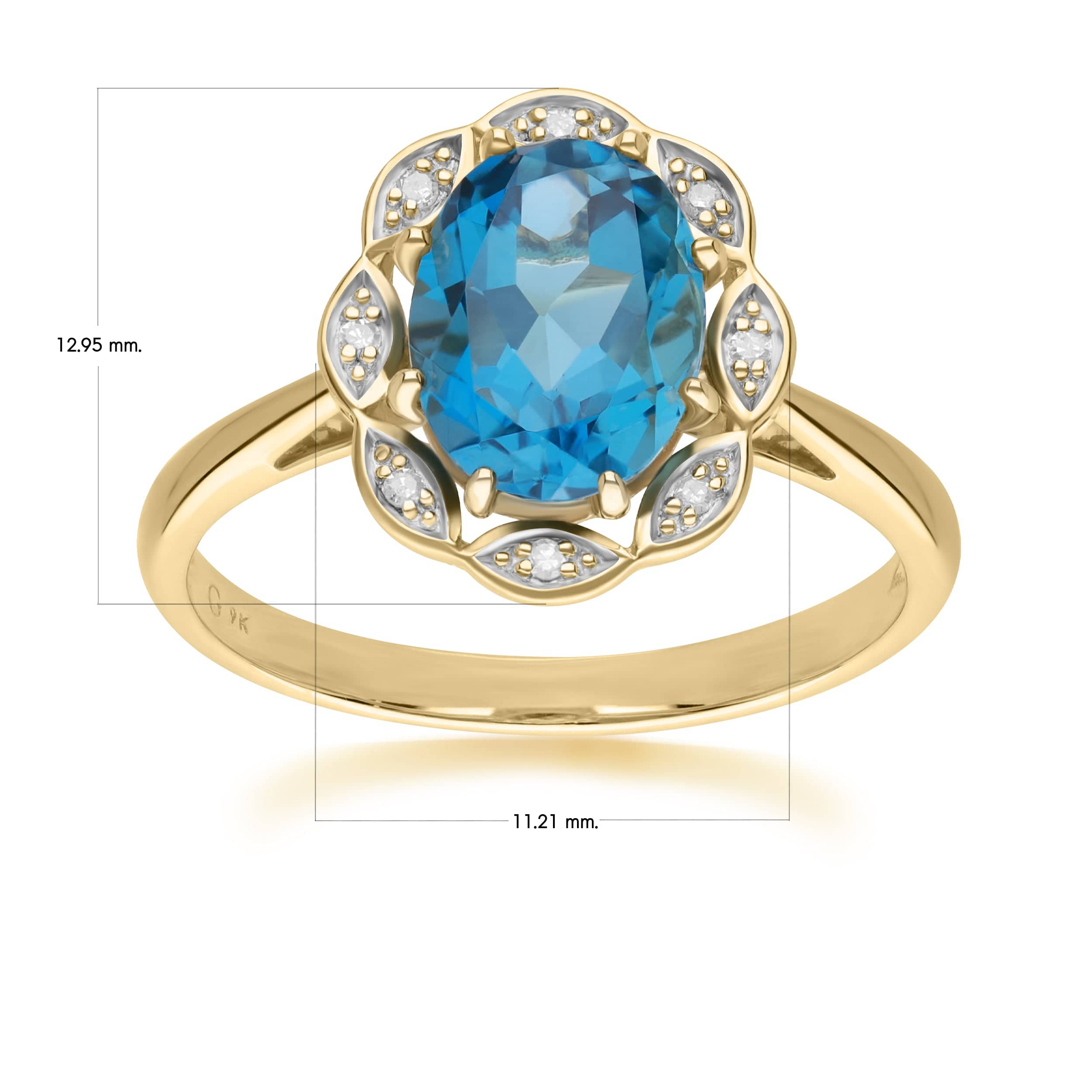 135R2047019 Classic London Blue Topaz & Diamond Luxe Ring in 9ct Yellow Gold 4