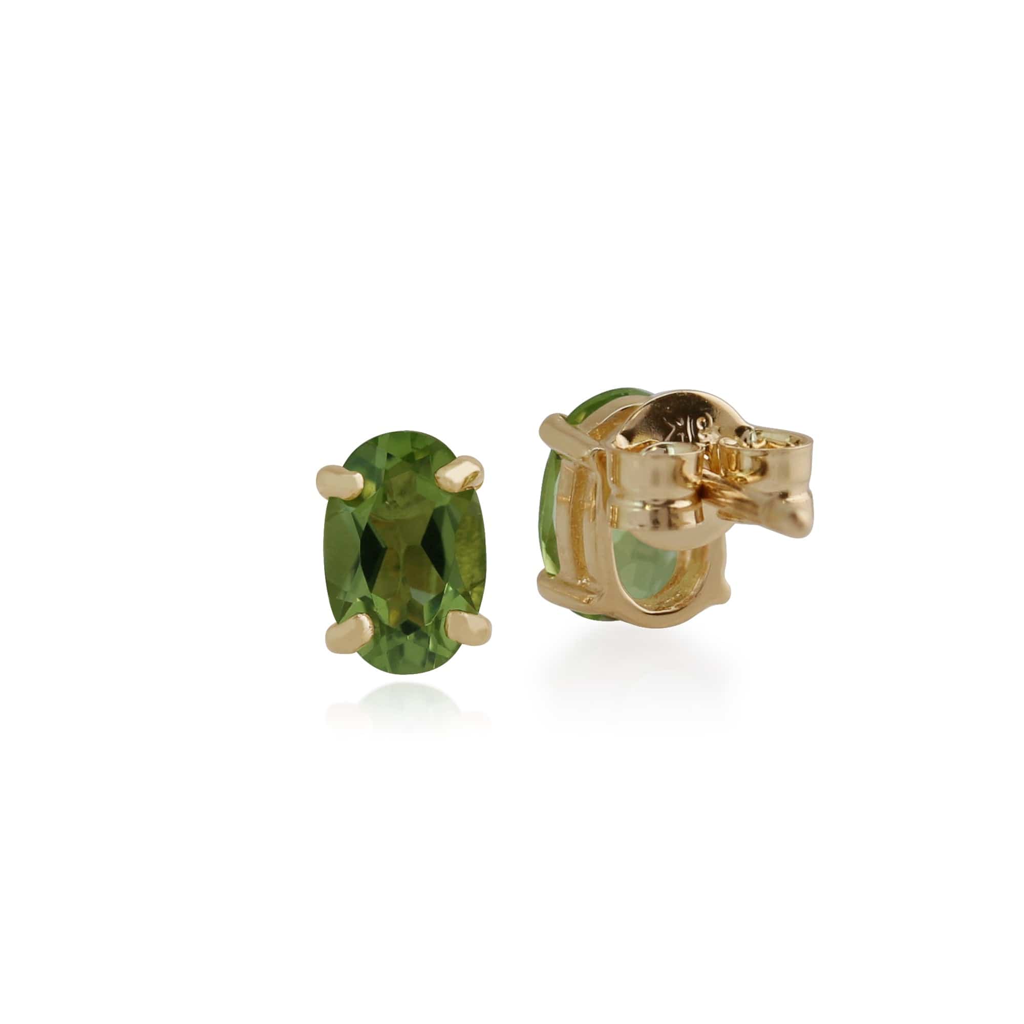 Classic Oval Peridot Stud Earrings in 9ct Yellow Gold 6x4mm - Gemondo