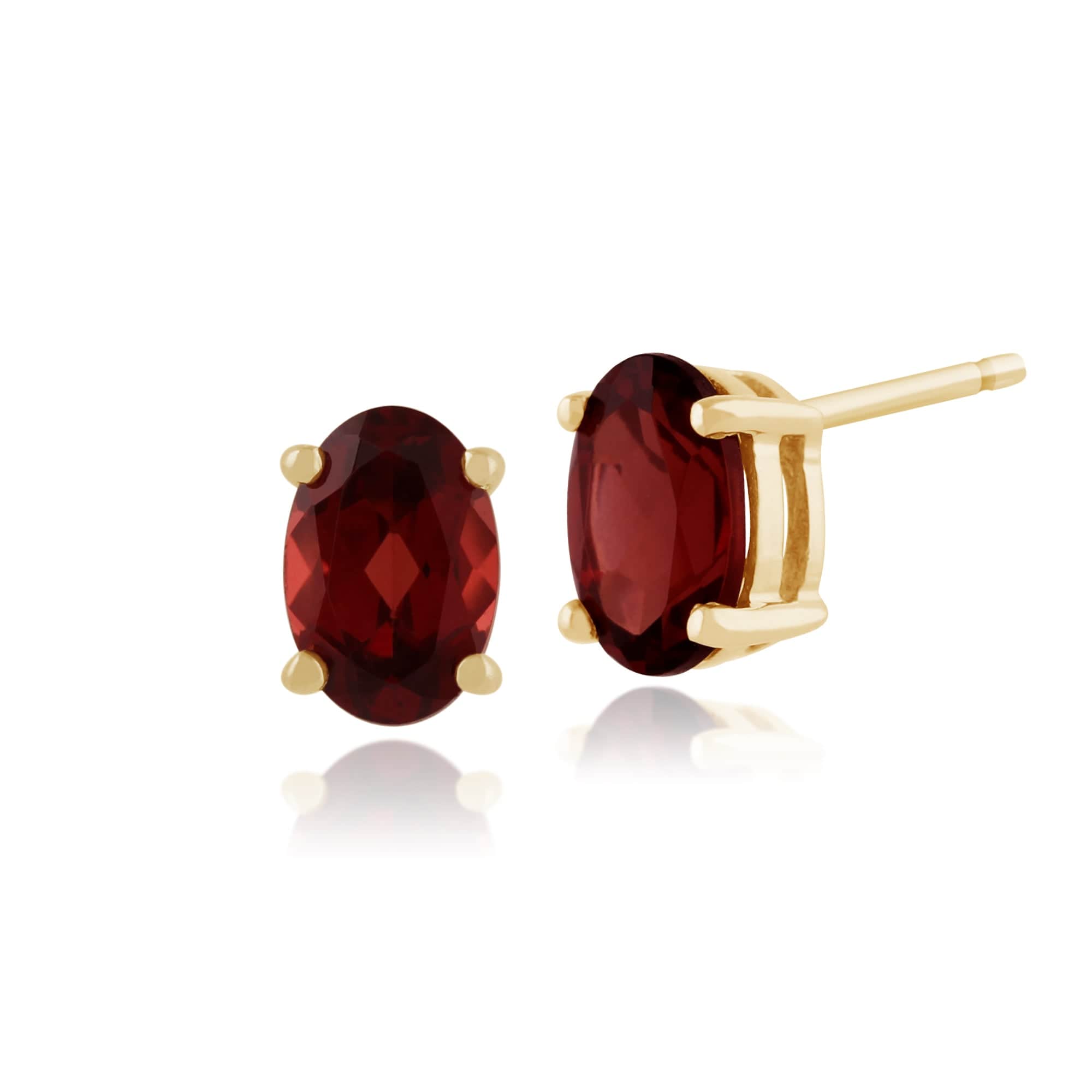 Classic Oval Garnet Stud Earrings & Pendant Set Image 2