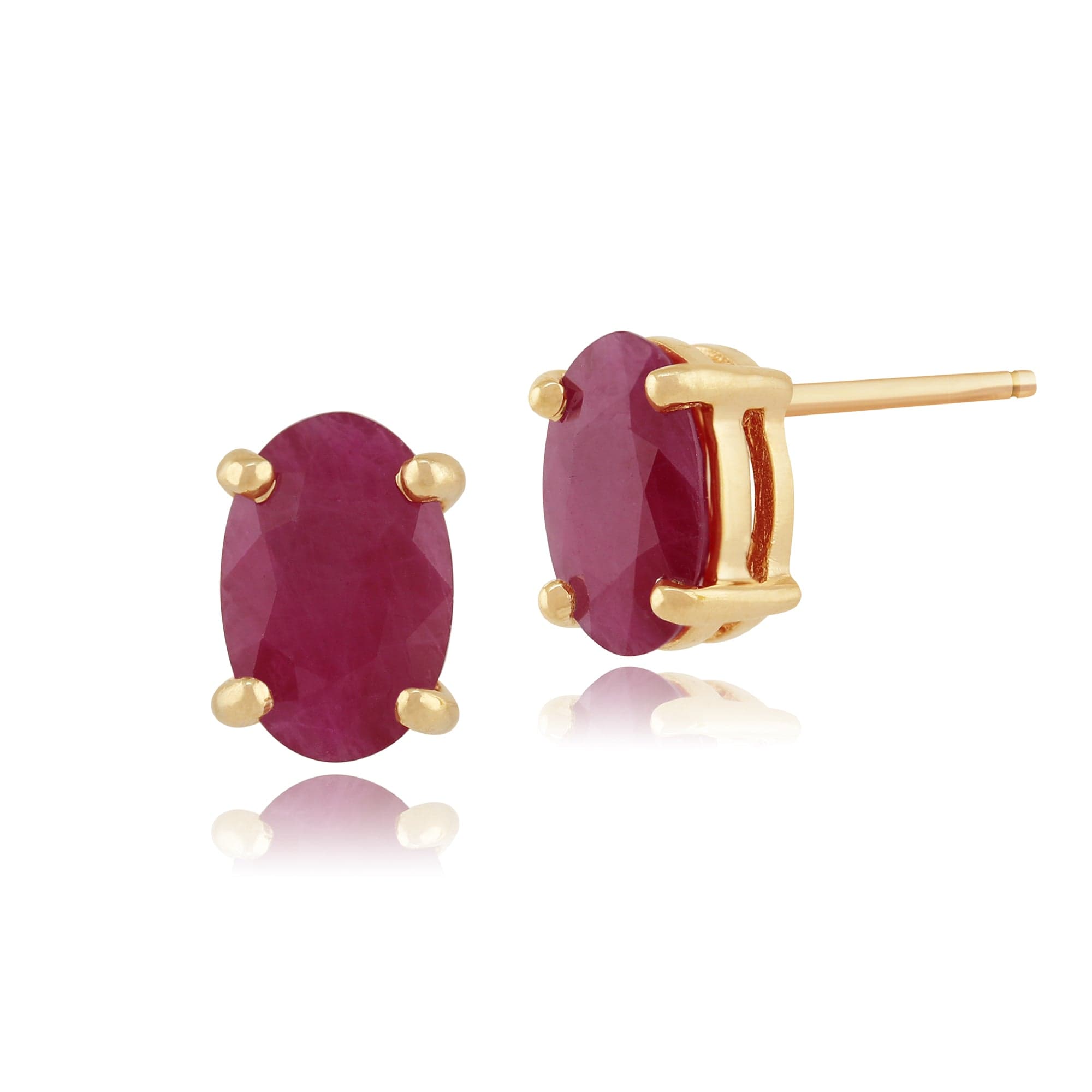 Classic Ruby Single Stone Stud Earrings & Bracelet Set Image 2
