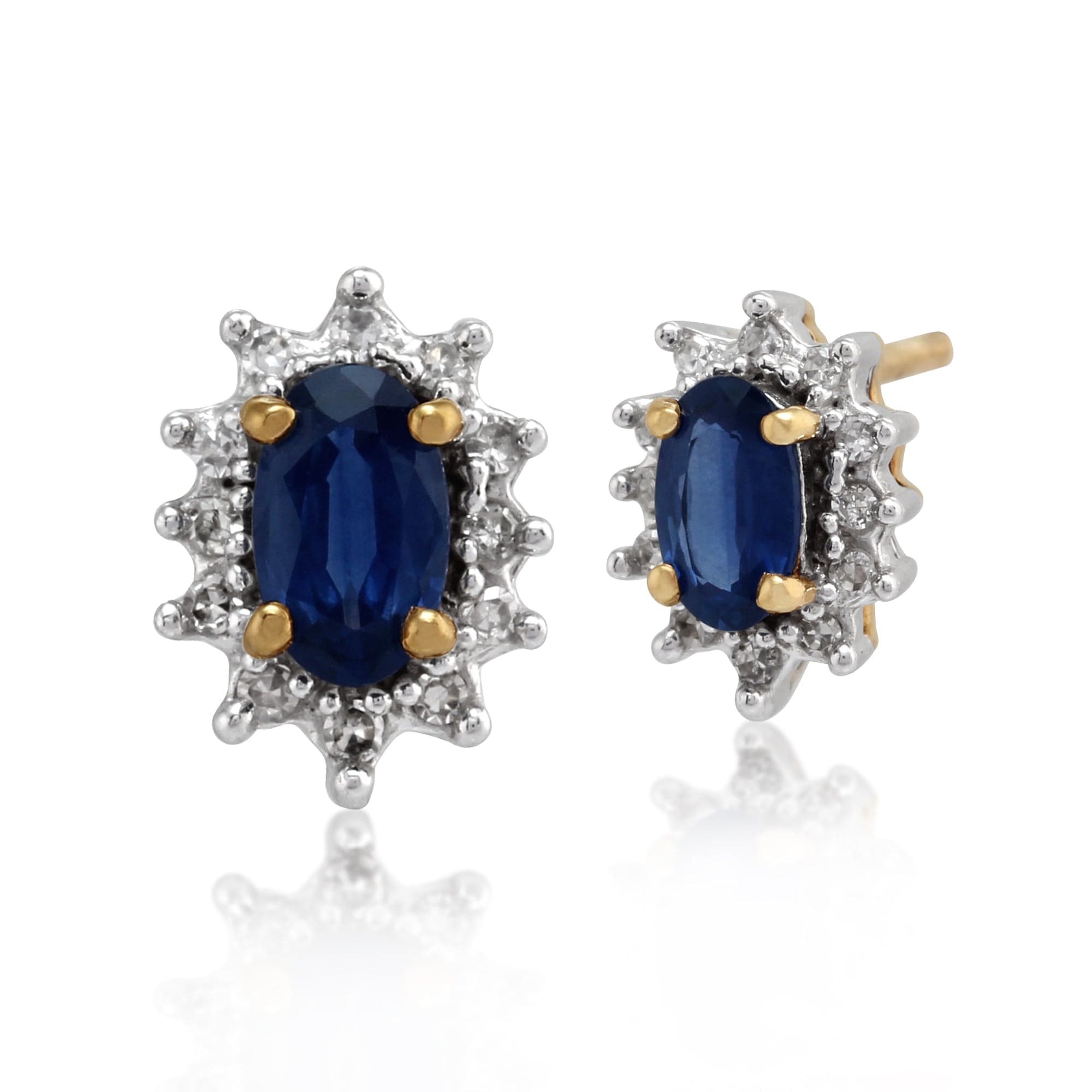 Classic Sapphire & Diamond Halo Cluster Stud Earrings & Ring Set Image 2