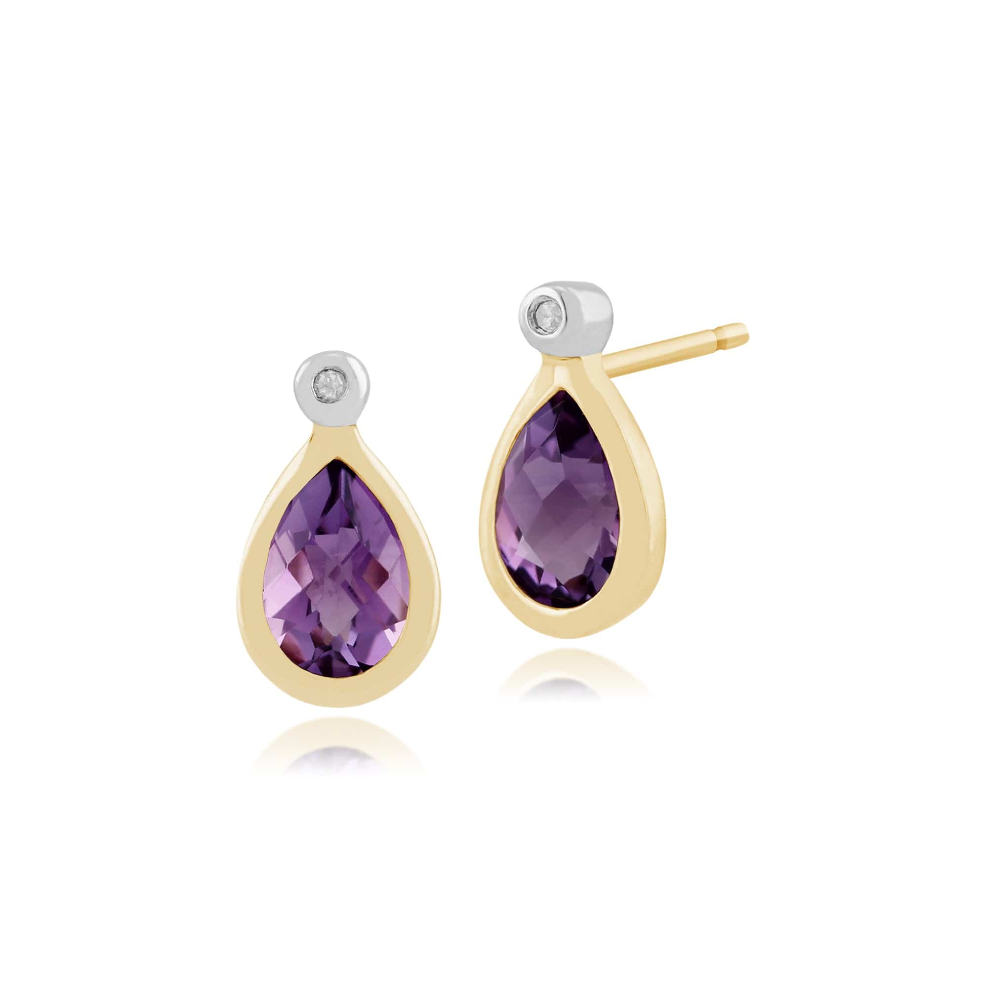 Gemondo 9ct Yellow Gold 0.66ct Amethyst & Diamond Stud Earrings Image