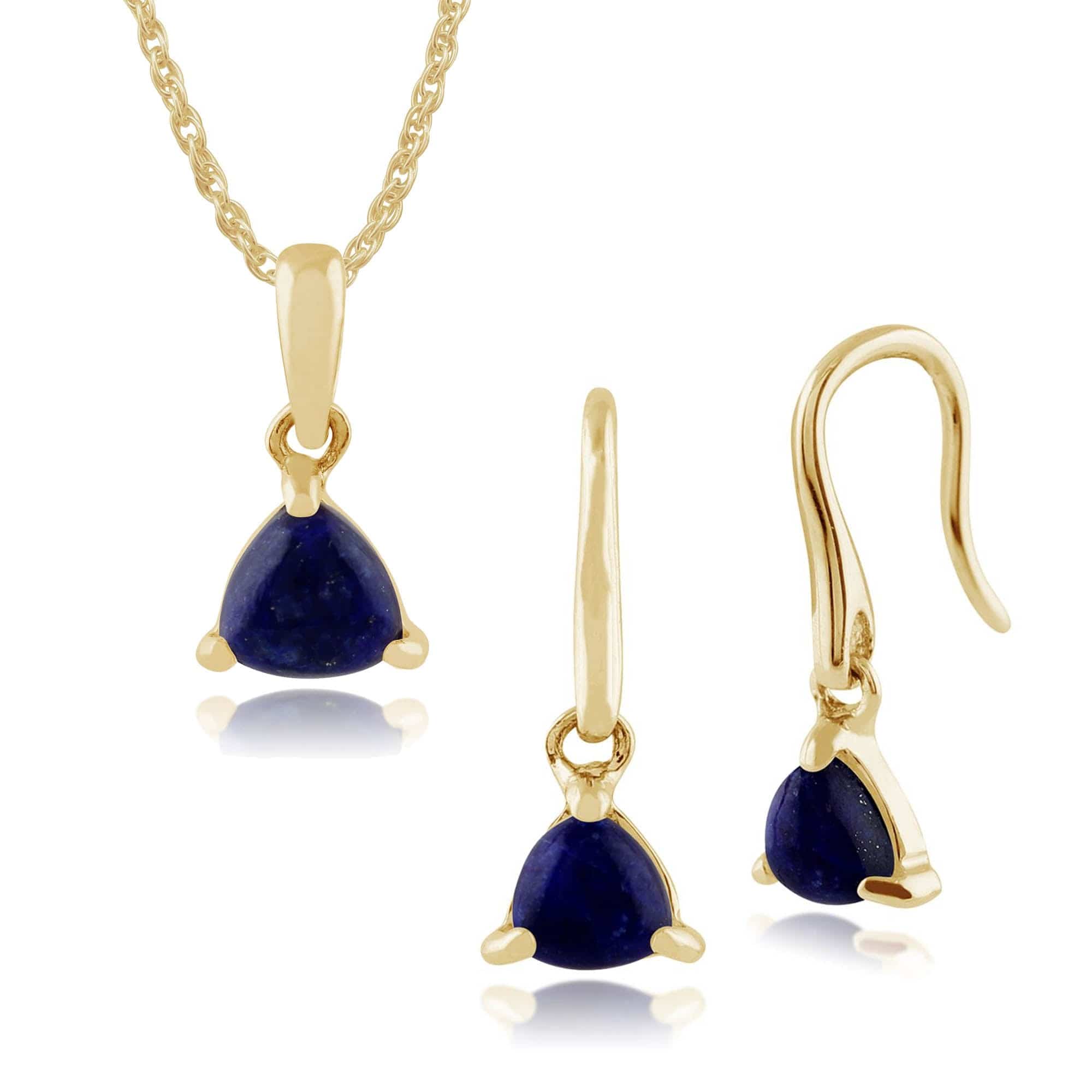 Classic Triangle Lapis Lazuli Drop Earrings & Pendant Set Image 1