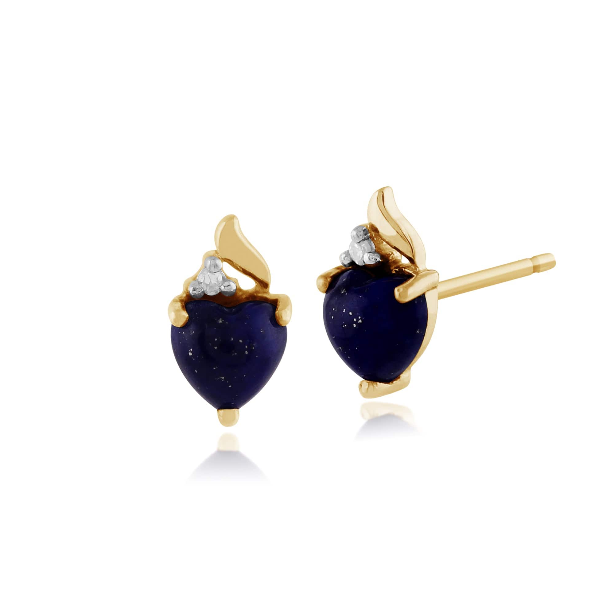 Classic Heart Lapis Lazuli & Diamond Stud Earrings & Pendant Set Image 2