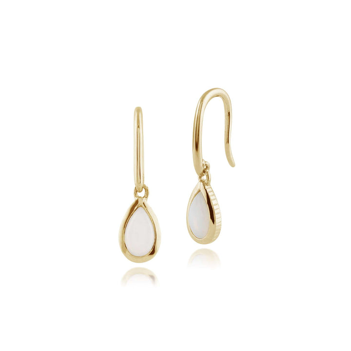 Classic Pear Opal Drop Earrings in 9ct Yellow Gold - Gemondo