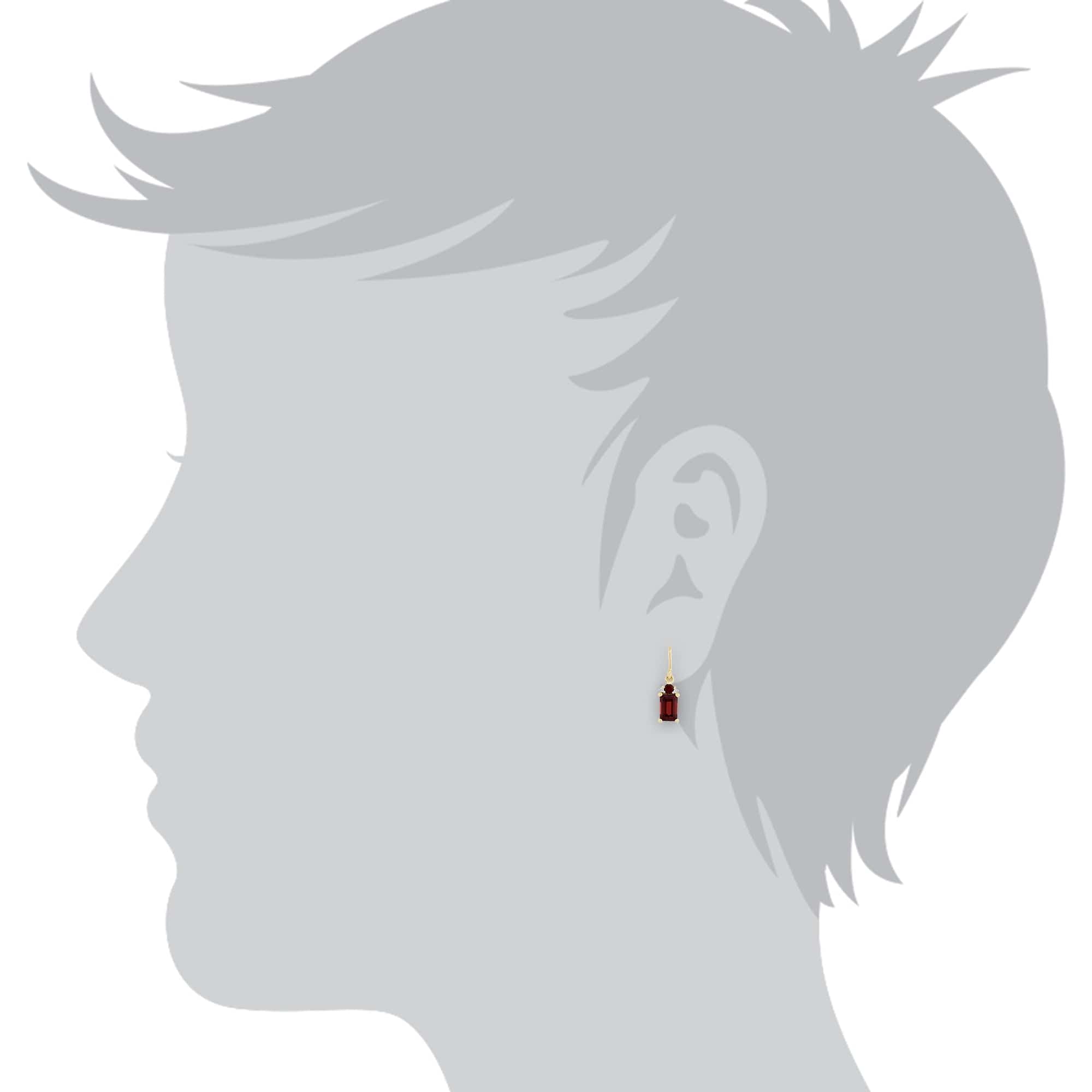 Classic Baguette Garnet & Diamond Drop Earrings in 9ct Yellow Gold - Gemondo