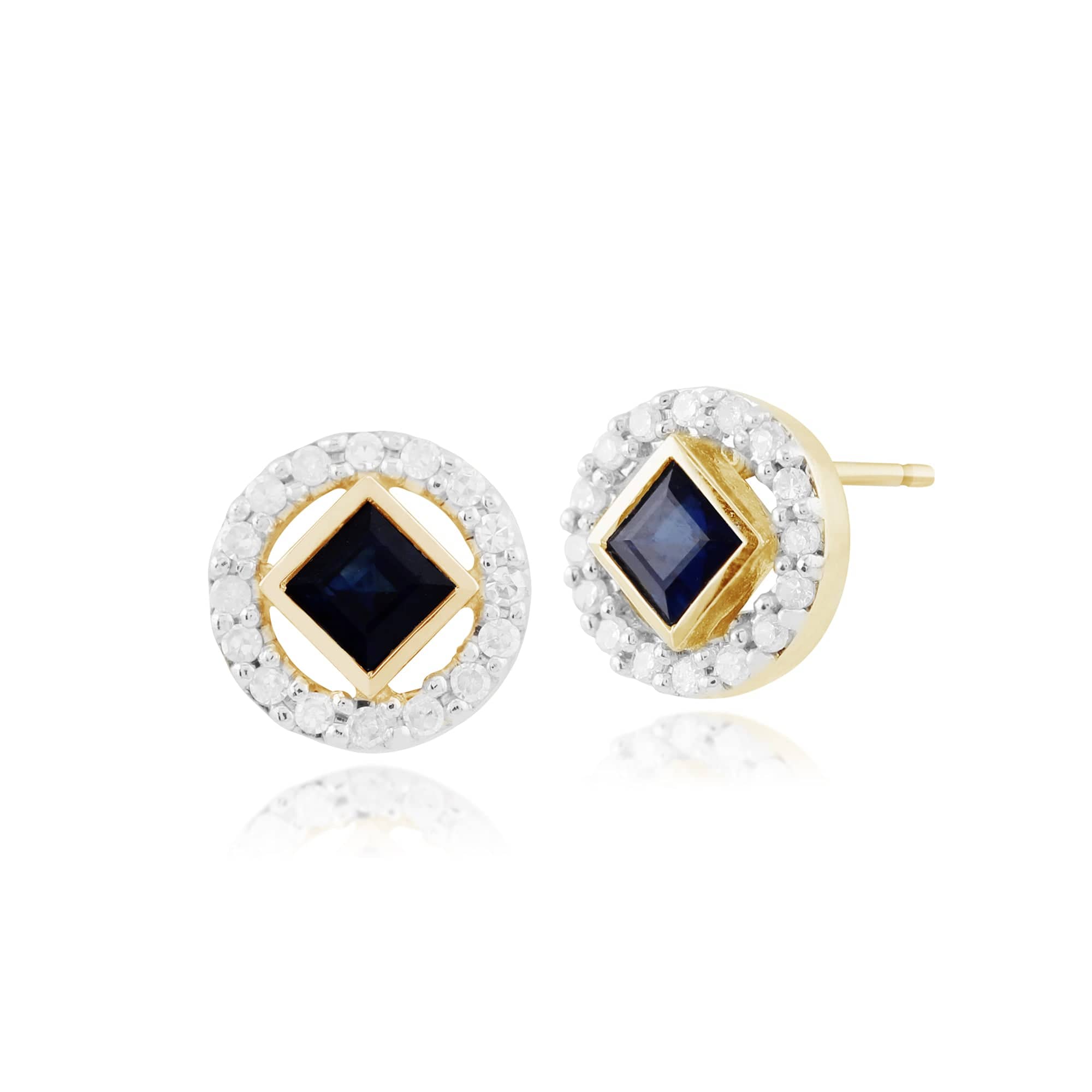 Gemondo 9ct Yellow Gold 0.35ct Sapphire & Diamond Stud Earrings Image