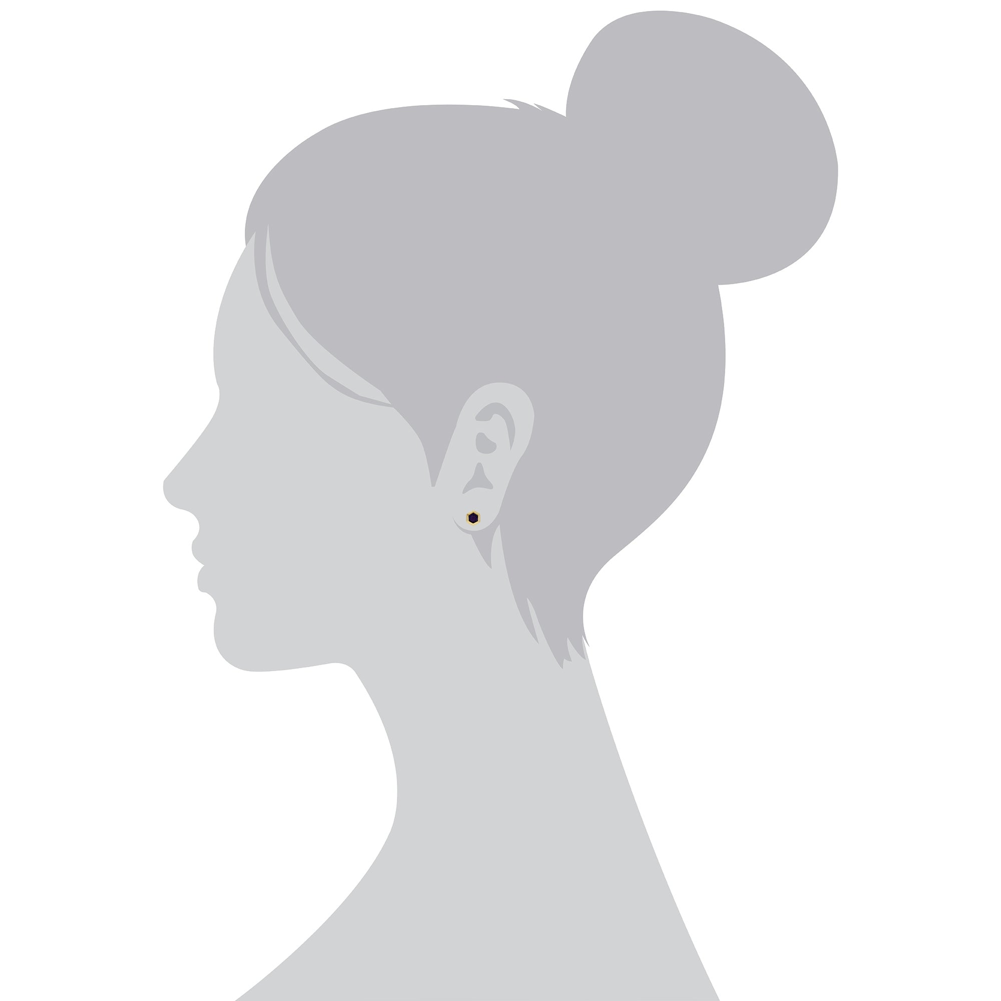 Gemondo  9ct Yellow Gold Amethyst Hexagon Stud Earrings - Gemondo